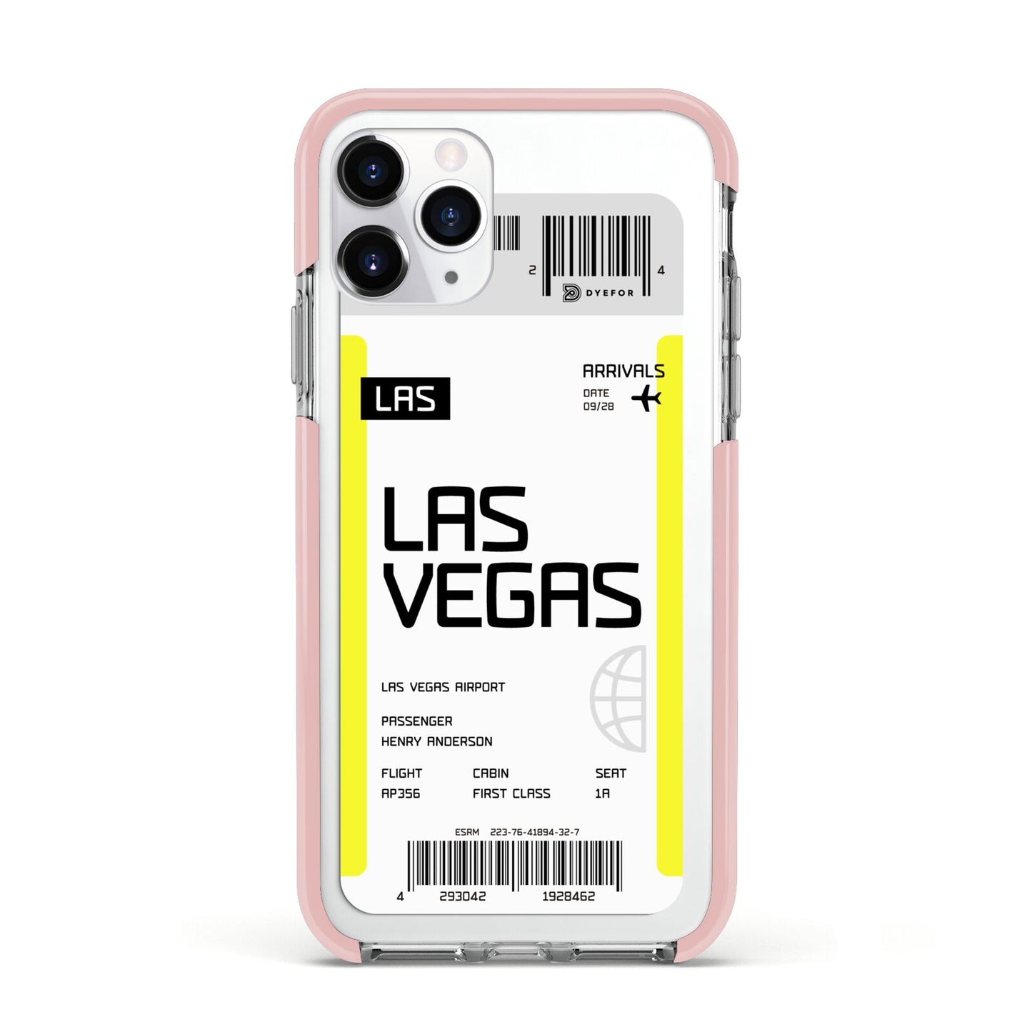 Boarding Pass Apple iPhone 11 Pro in Silver with Pink Impact Case