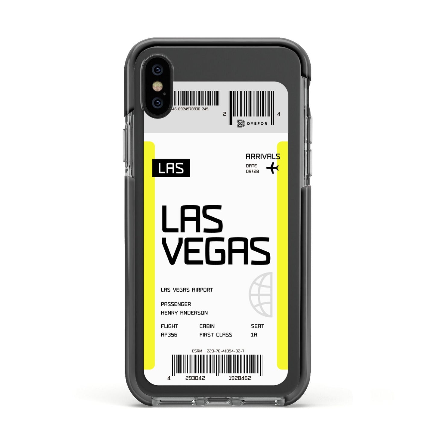 Boarding Pass Apple iPhone Xs Impact Case Black Edge on Black Phone