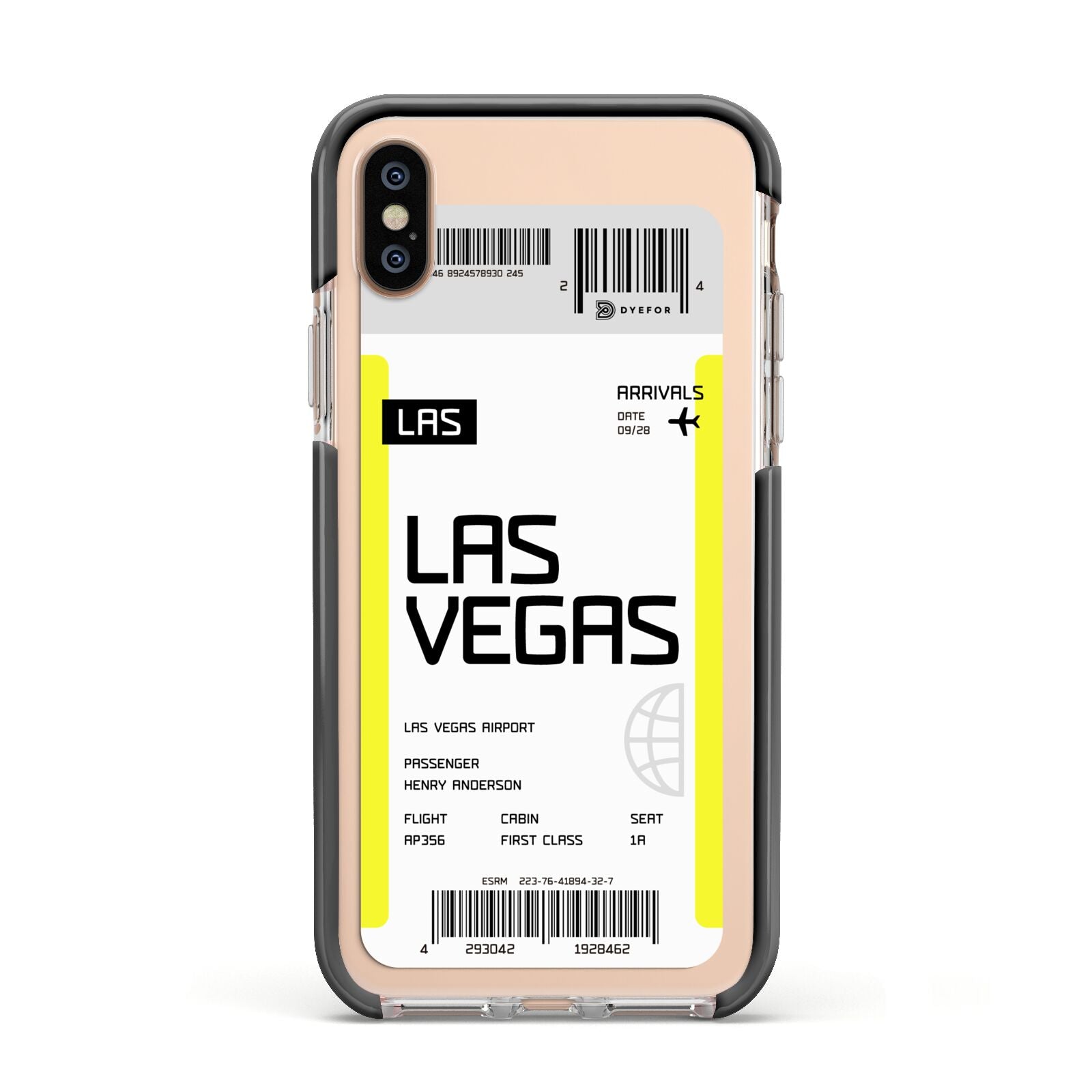 Boarding Pass Apple iPhone Xs Impact Case Black Edge on Gold Phone