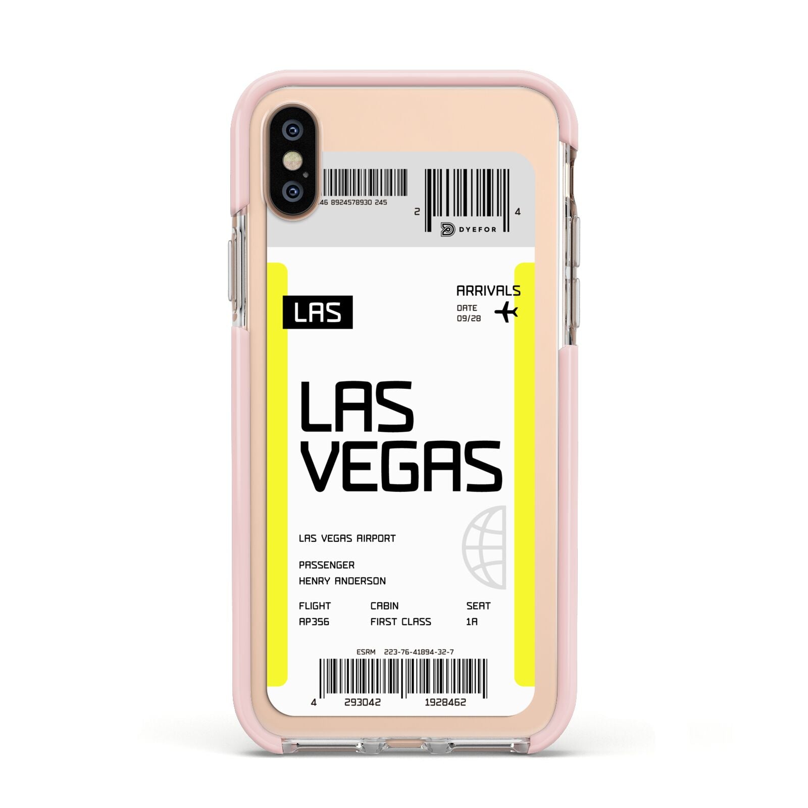 Boarding Pass Apple iPhone Xs Impact Case Pink Edge on Gold Phone