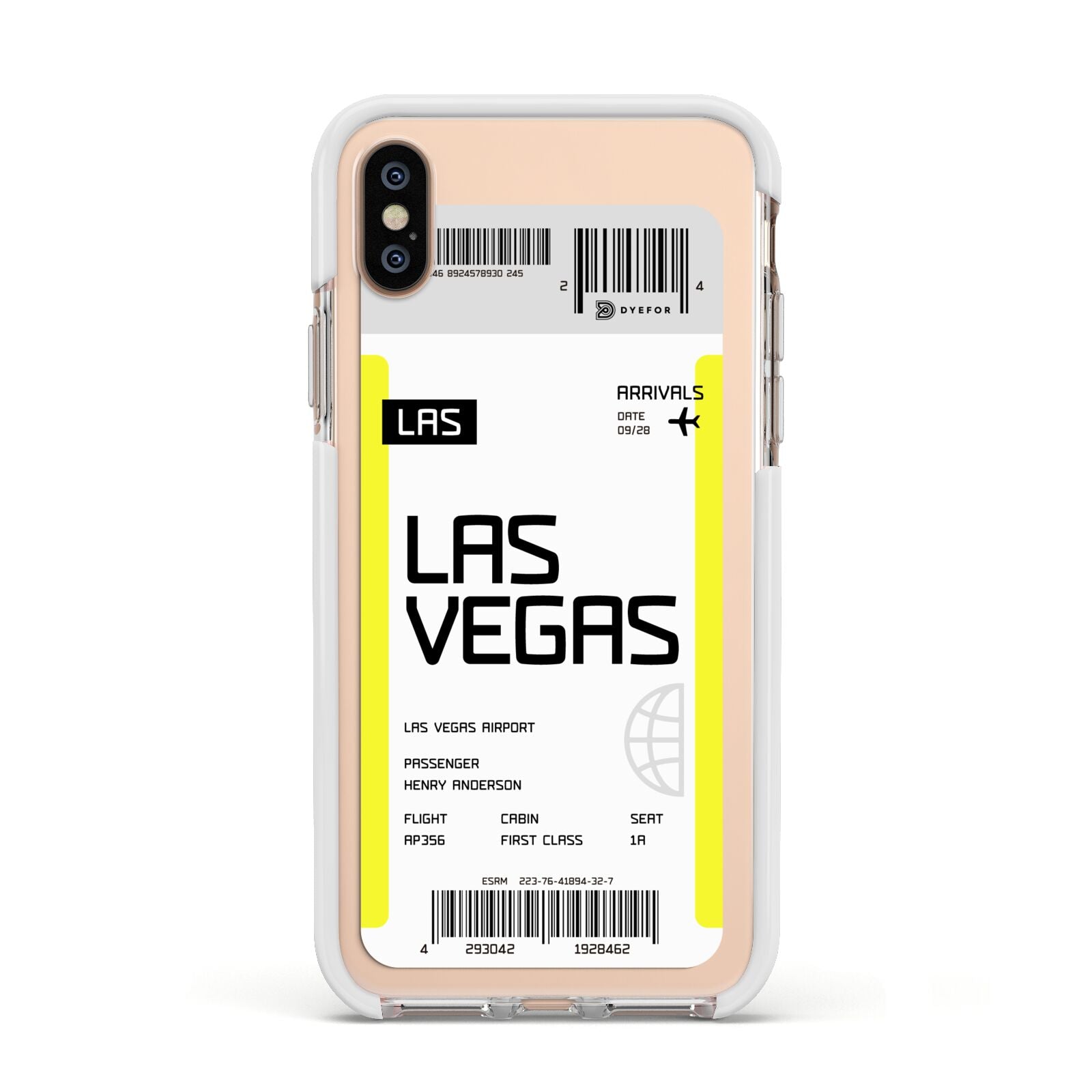 Boarding Pass Apple iPhone Xs Impact Case White Edge on Gold Phone