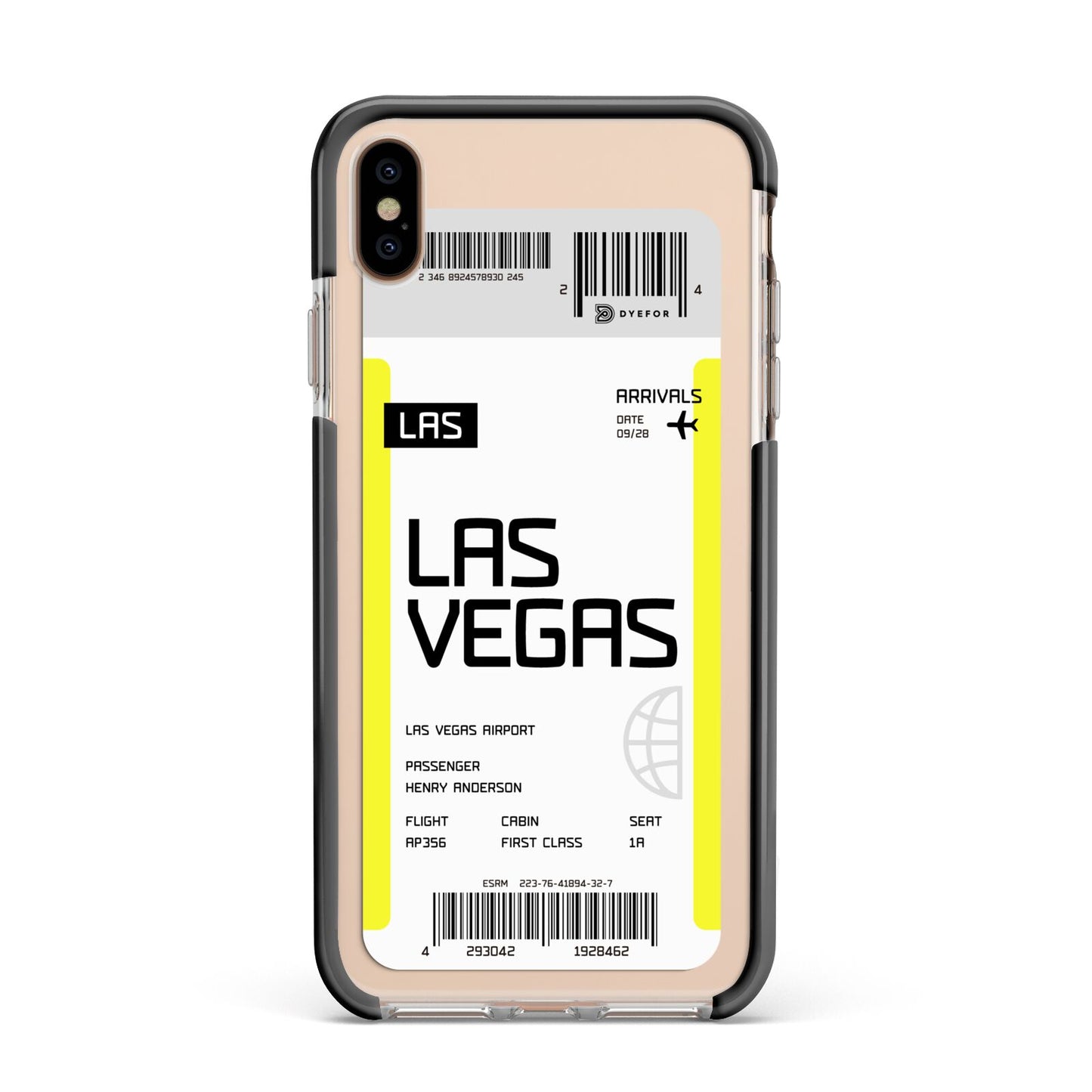 Boarding Pass Apple iPhone Xs Max Impact Case Black Edge on Gold Phone