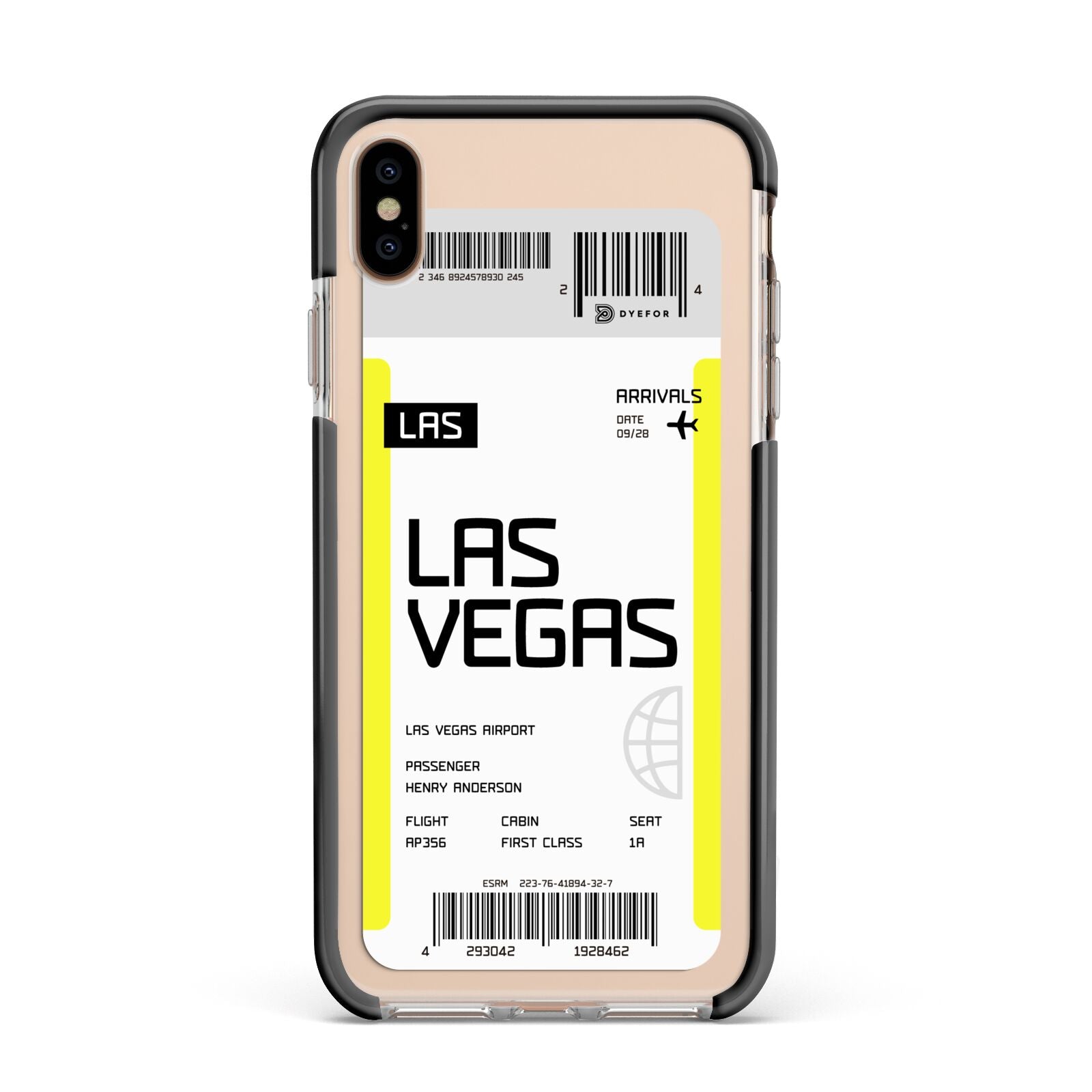 Boarding Pass Apple iPhone Xs Max Impact Case Black Edge on Gold Phone