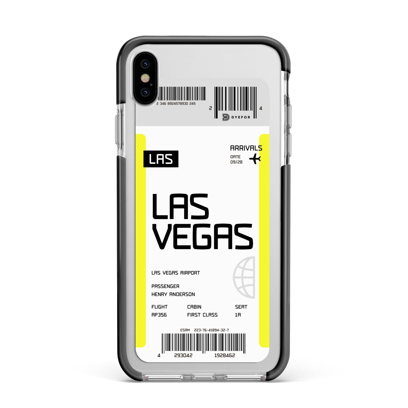 Boarding Pass Apple iPhone Xs Max Impact Case Black Edge on Silver Phone