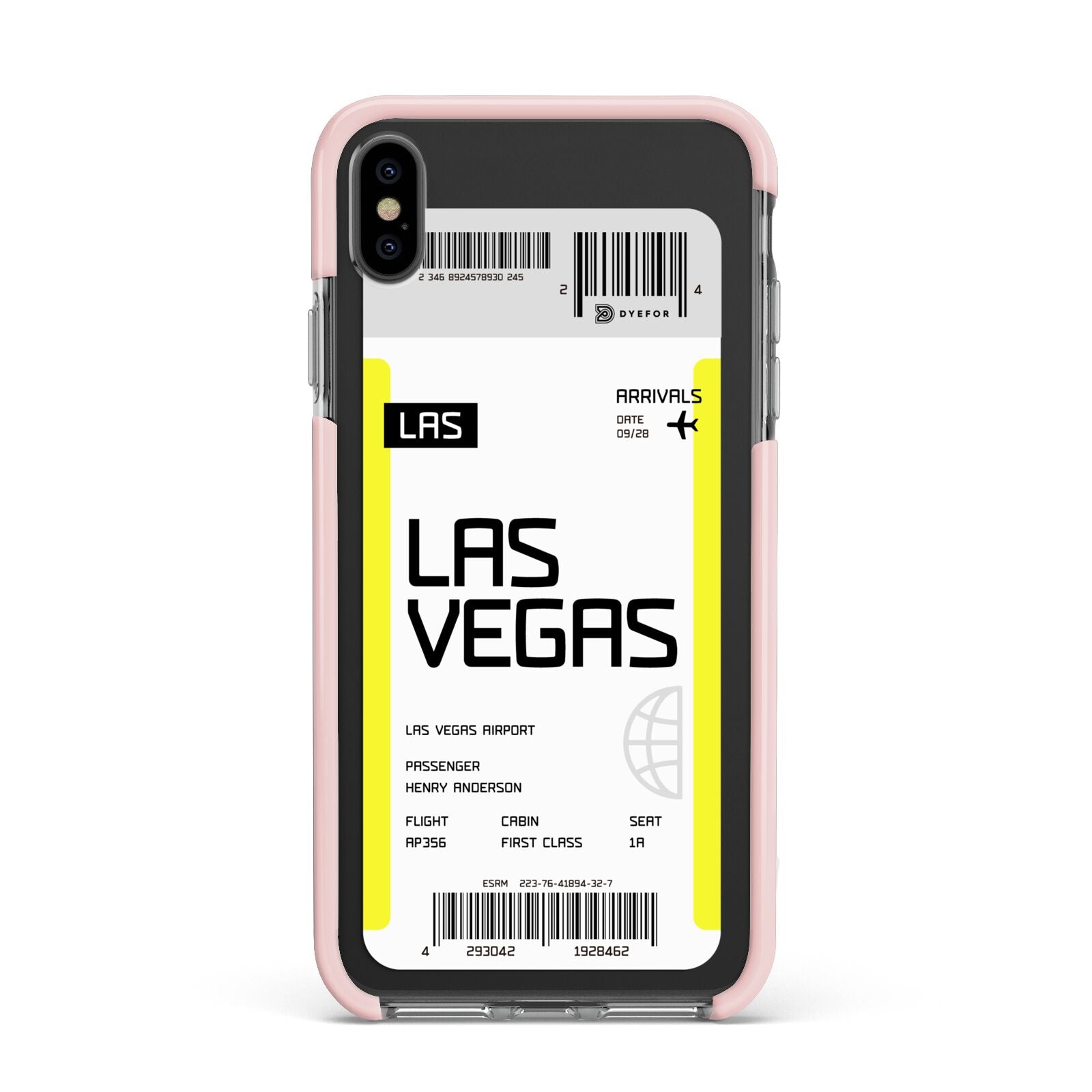 Boarding Pass Apple iPhone Xs Max Impact Case Pink Edge on Black Phone
