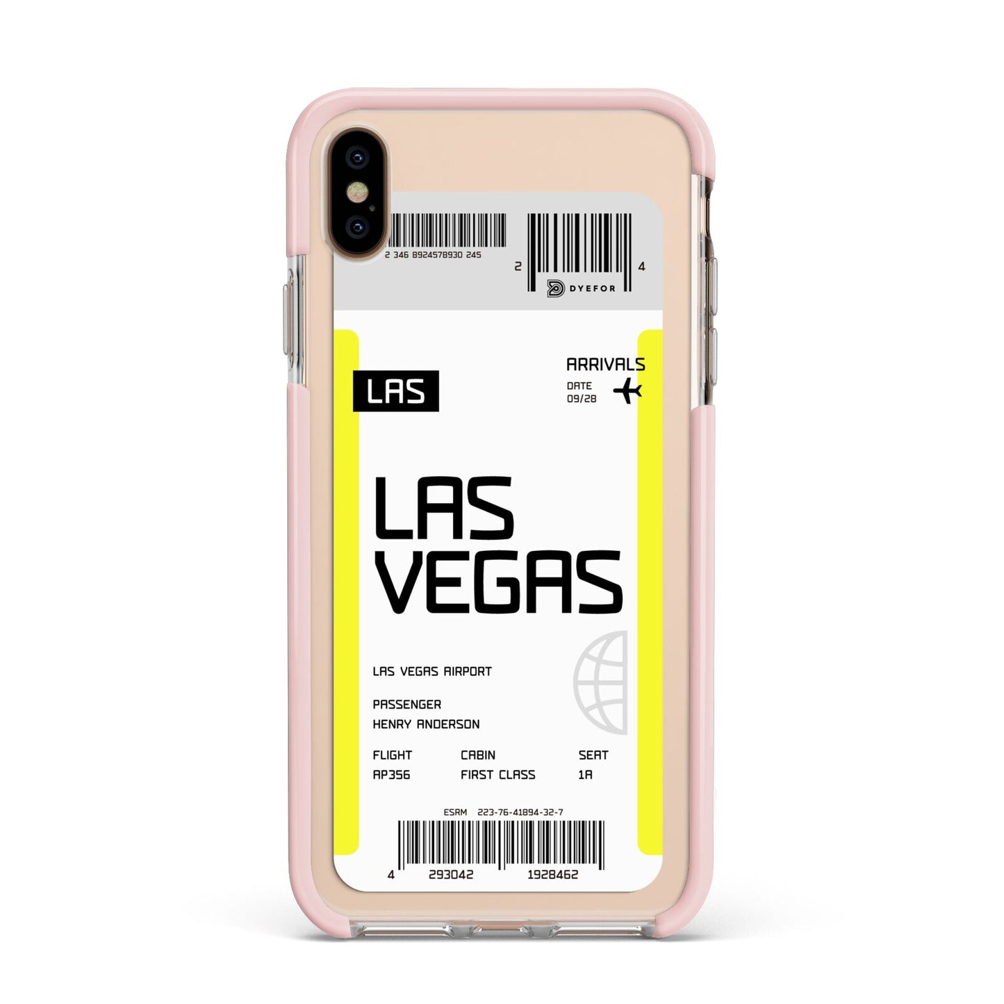 Boarding Pass Apple iPhone Xs Max Impact Case Pink Edge on Gold Phone
