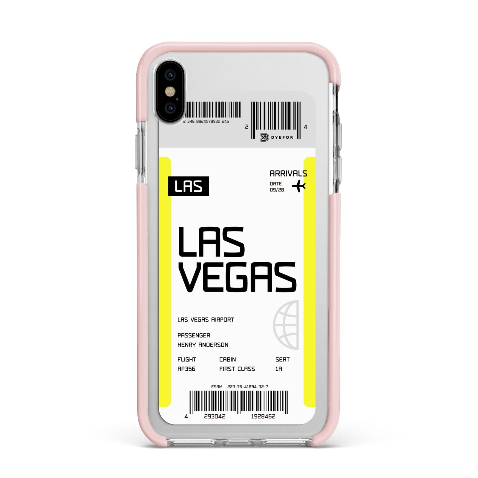 Boarding Pass Apple iPhone Xs Max Impact Case Pink Edge on Silver Phone