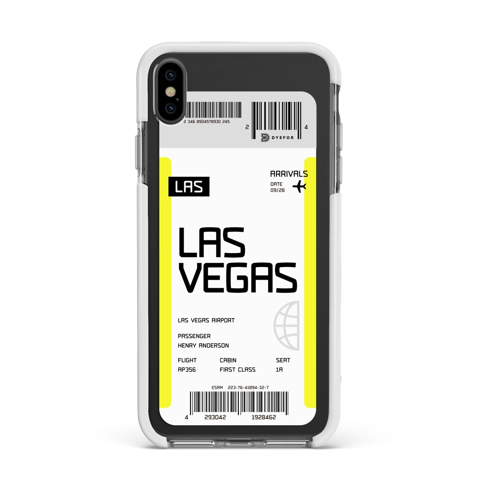 Boarding Pass Apple iPhone Xs Max Impact Case White Edge on Black Phone