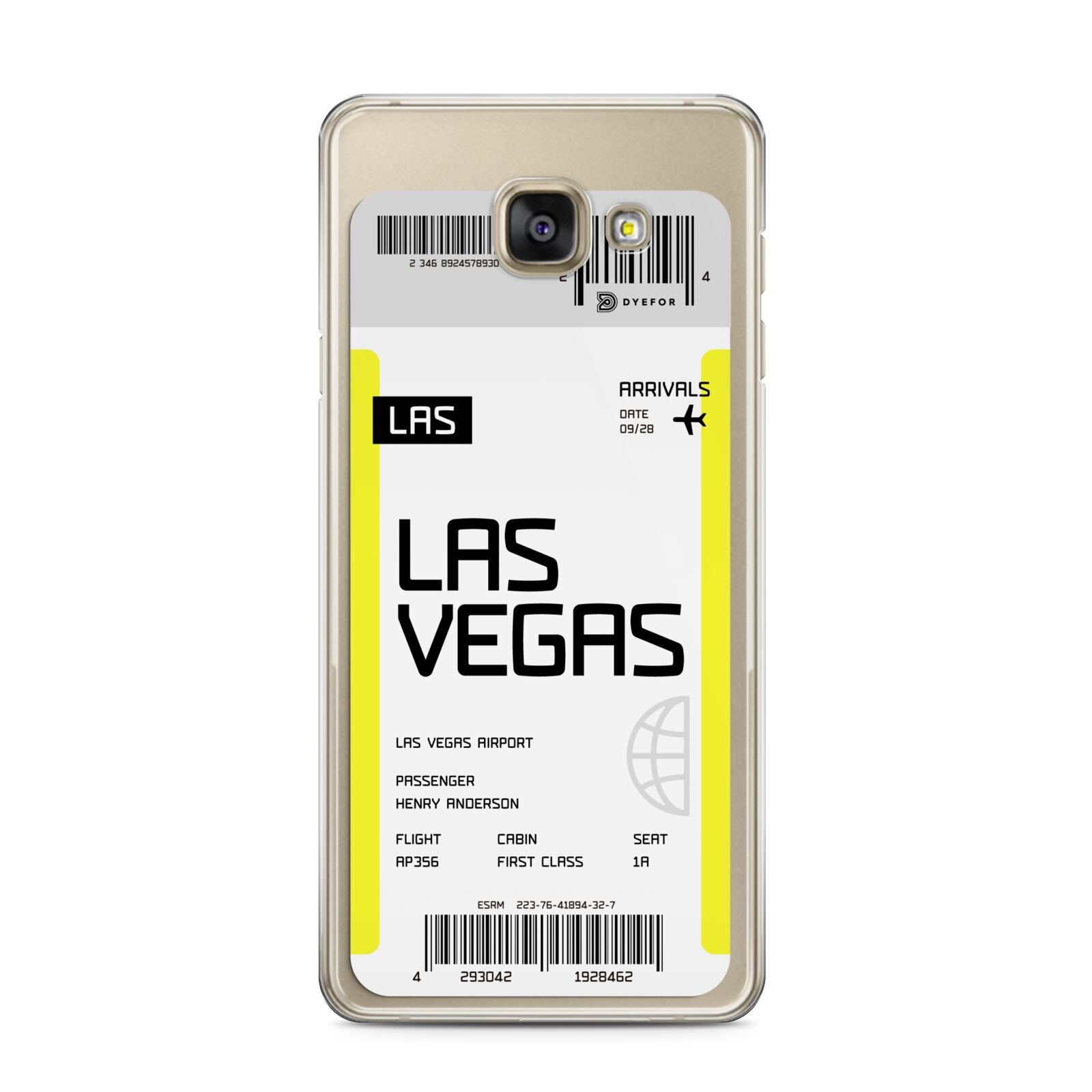Boarding Pass Samsung Galaxy A3 2016 Case on gold phone