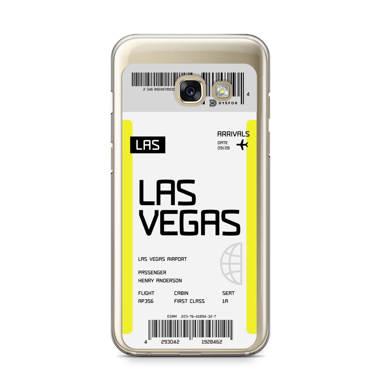 Boarding Pass Samsung Galaxy A3 2017 Case on gold phone