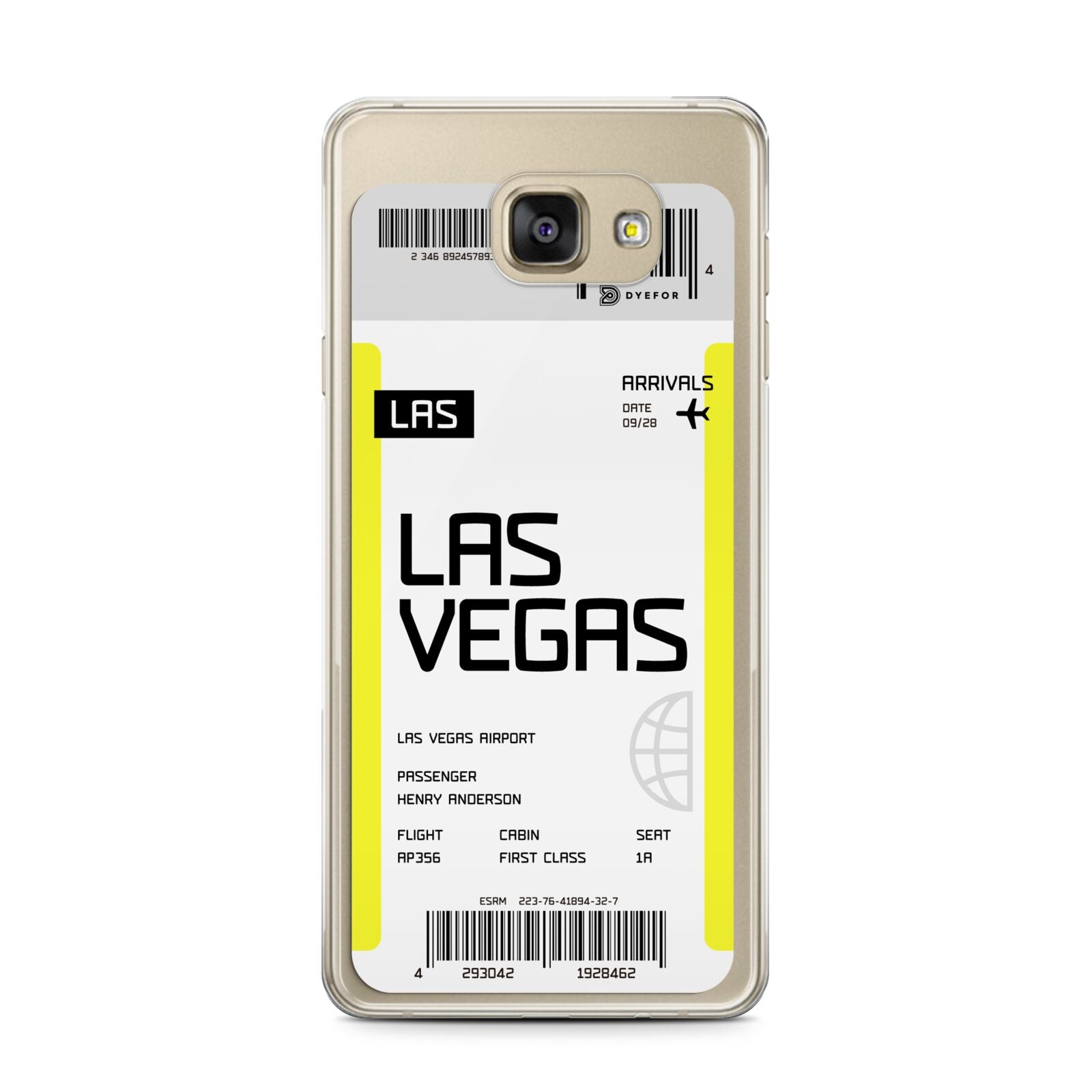Boarding Pass Samsung Galaxy A7 2016 Case on gold phone