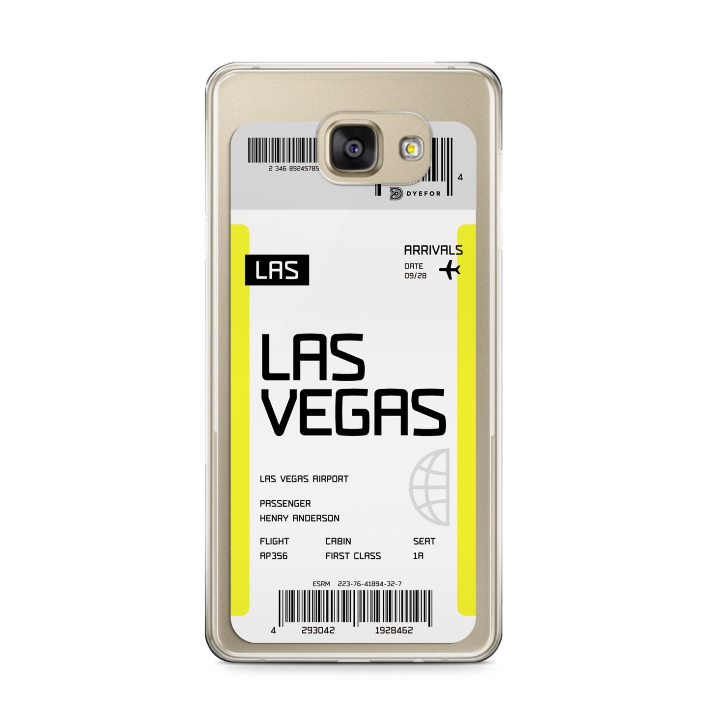 Boarding Pass Samsung Galaxy A9 2016 Case on gold phone