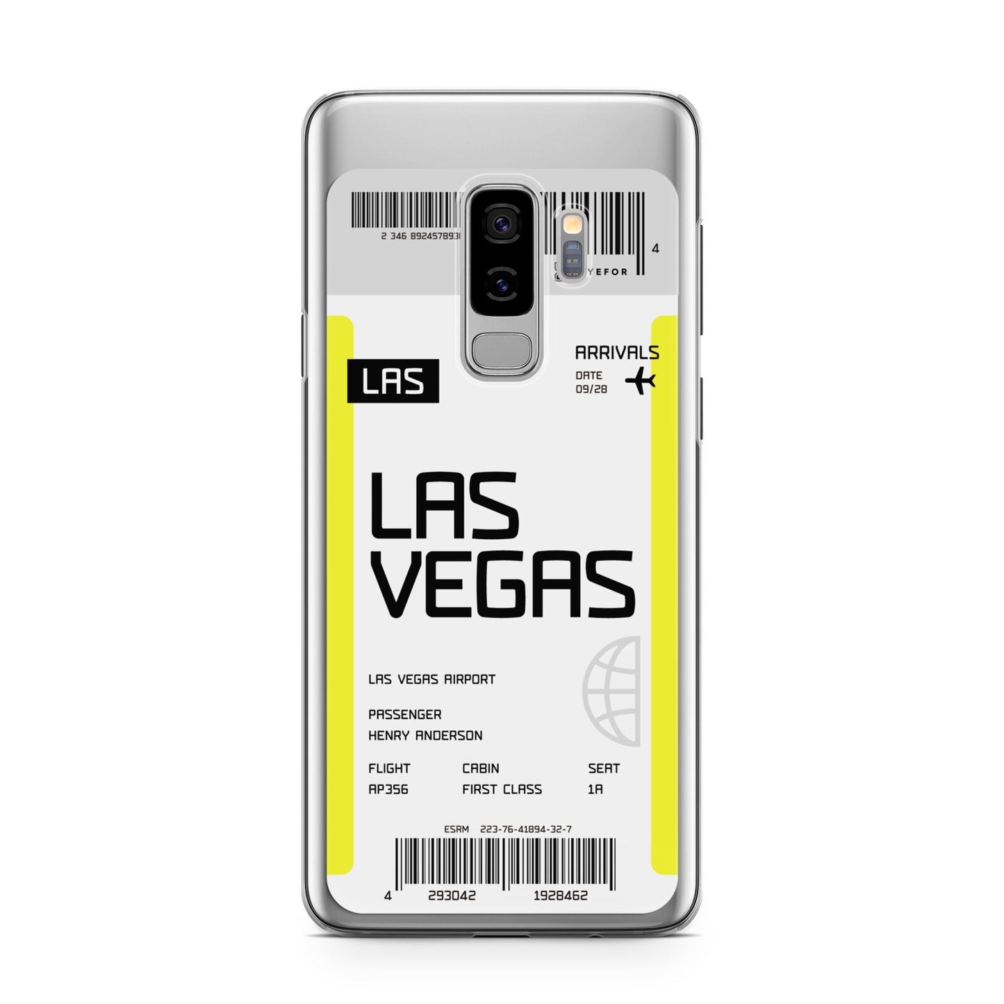 Boarding Pass Samsung Galaxy S9 Plus Case on Silver phone