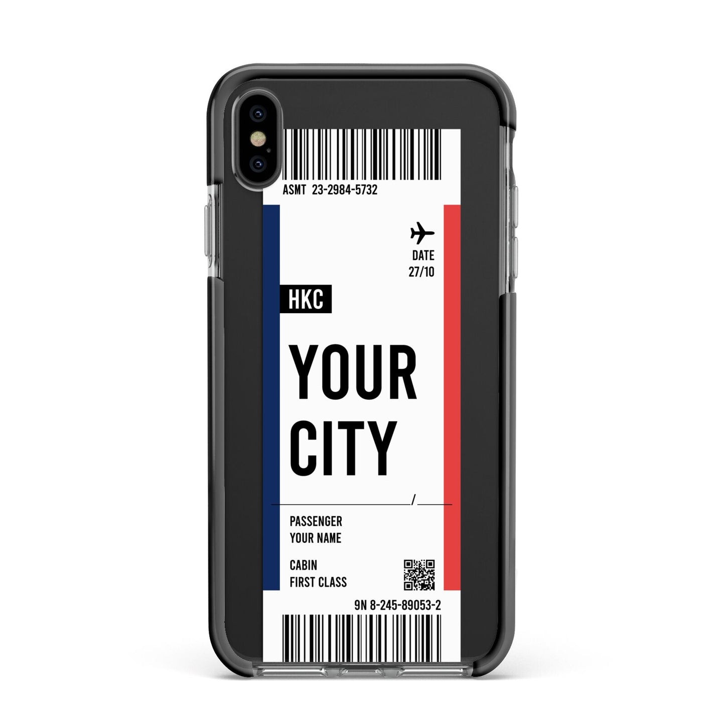 Boarding Pass Ticket Apple iPhone Xs Max Impact Case Black Edge on Black Phone