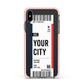 Boarding Pass Ticket Apple iPhone Xs Max Impact Case Pink Edge on Black Phone