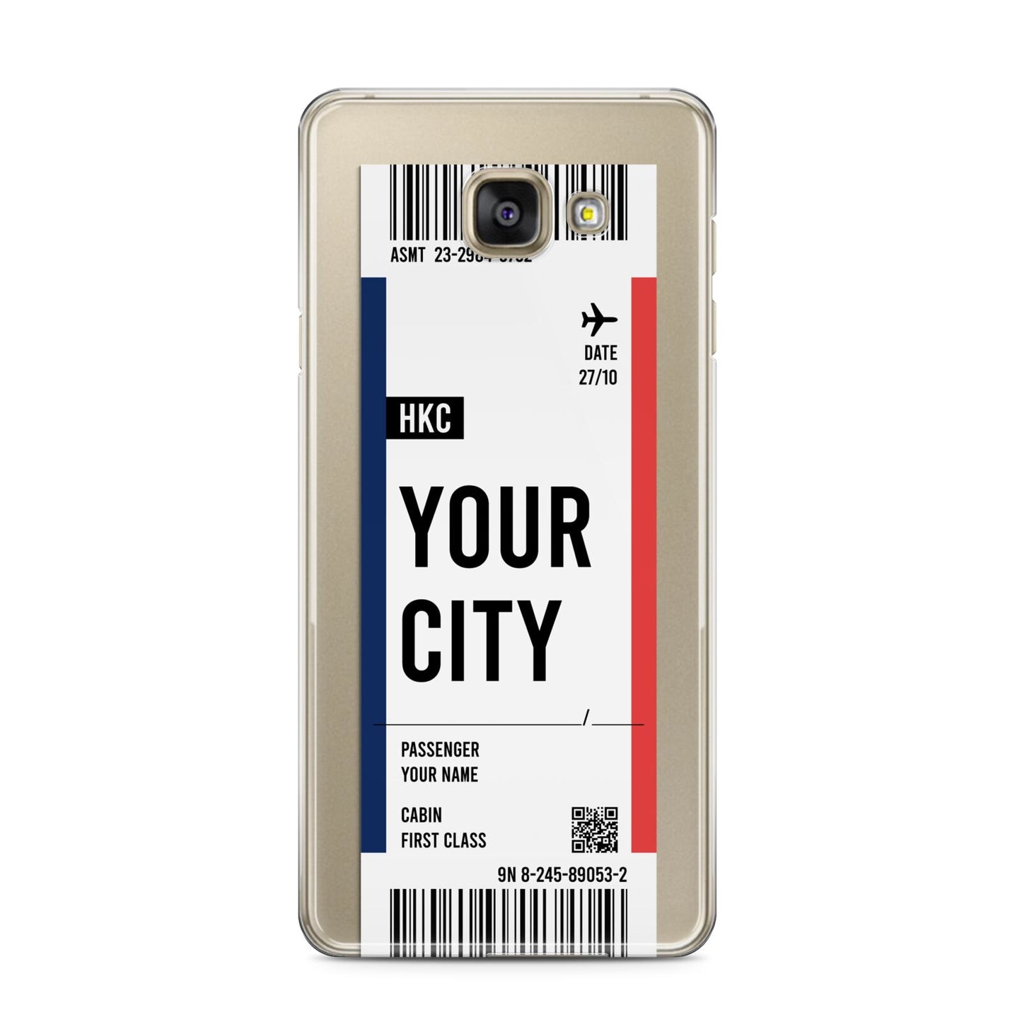 Boarding Pass Ticket Samsung Galaxy A3 2016 Case on gold phone
