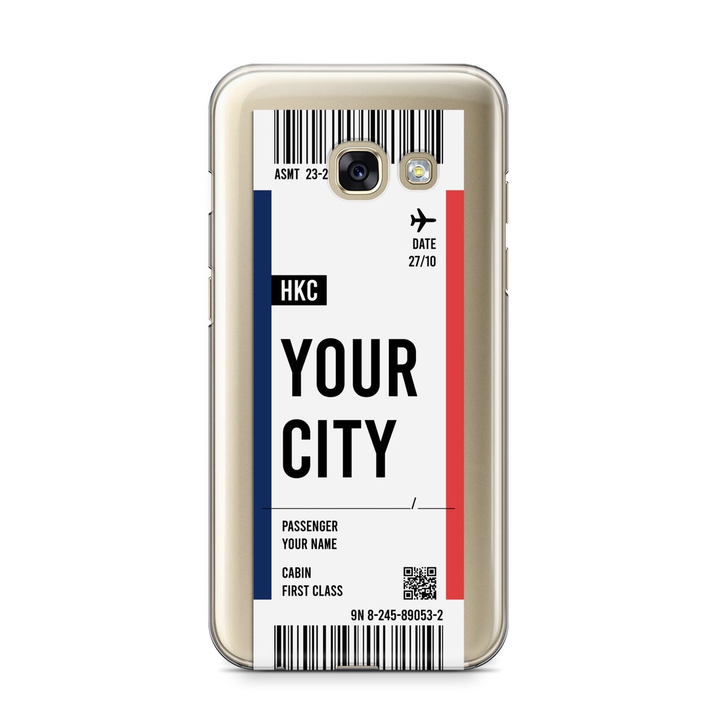 Boarding Pass Ticket Samsung Galaxy A3 2017 Case on gold phone