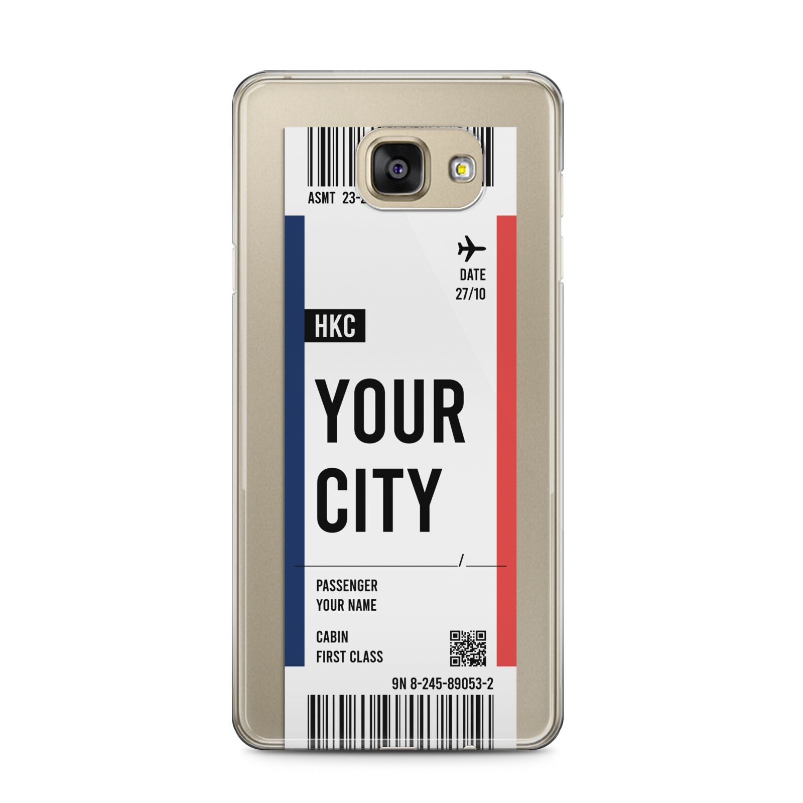 Boarding Pass Ticket Samsung Galaxy A5 2016 Case on gold phone