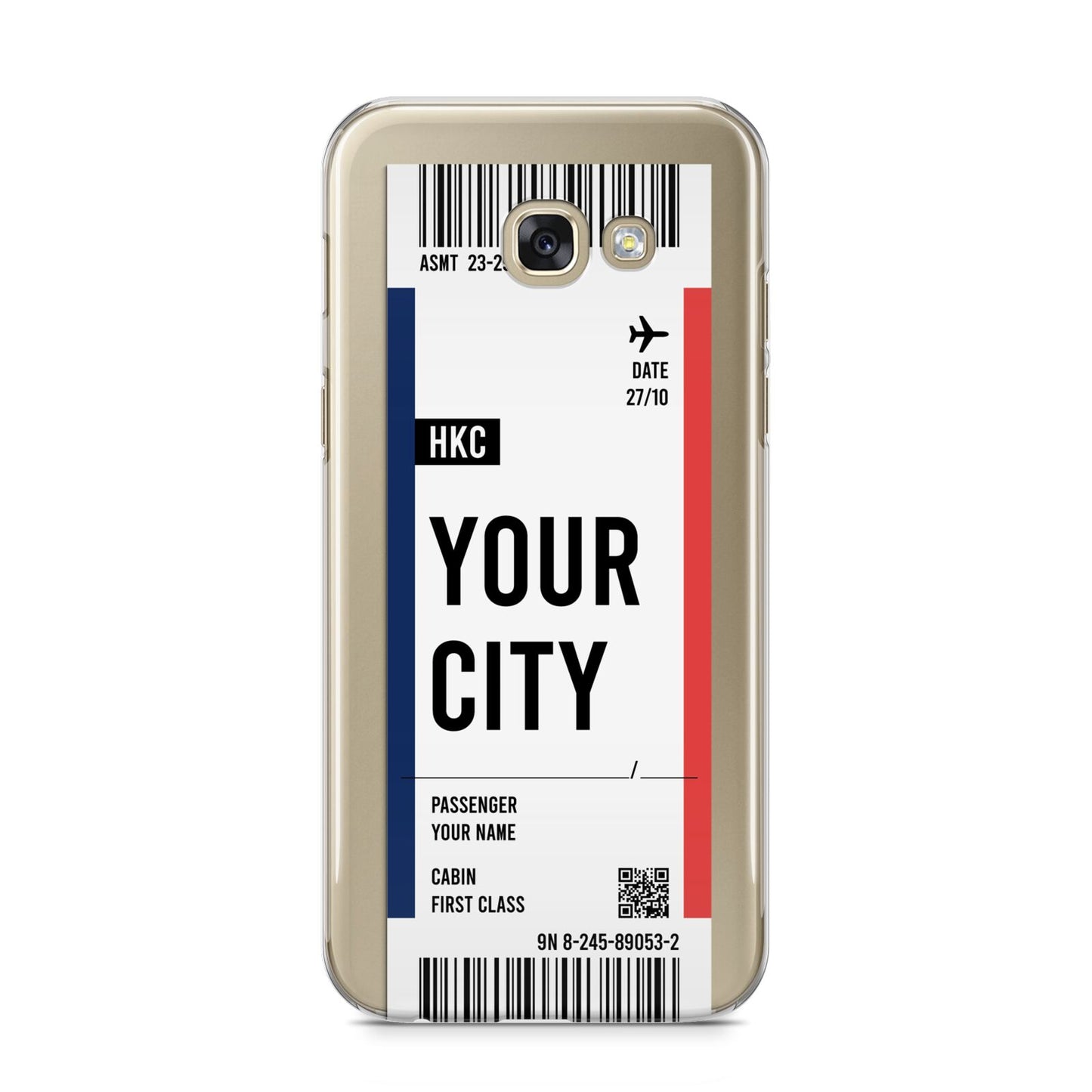 Boarding Pass Ticket Samsung Galaxy A5 2017 Case on gold phone