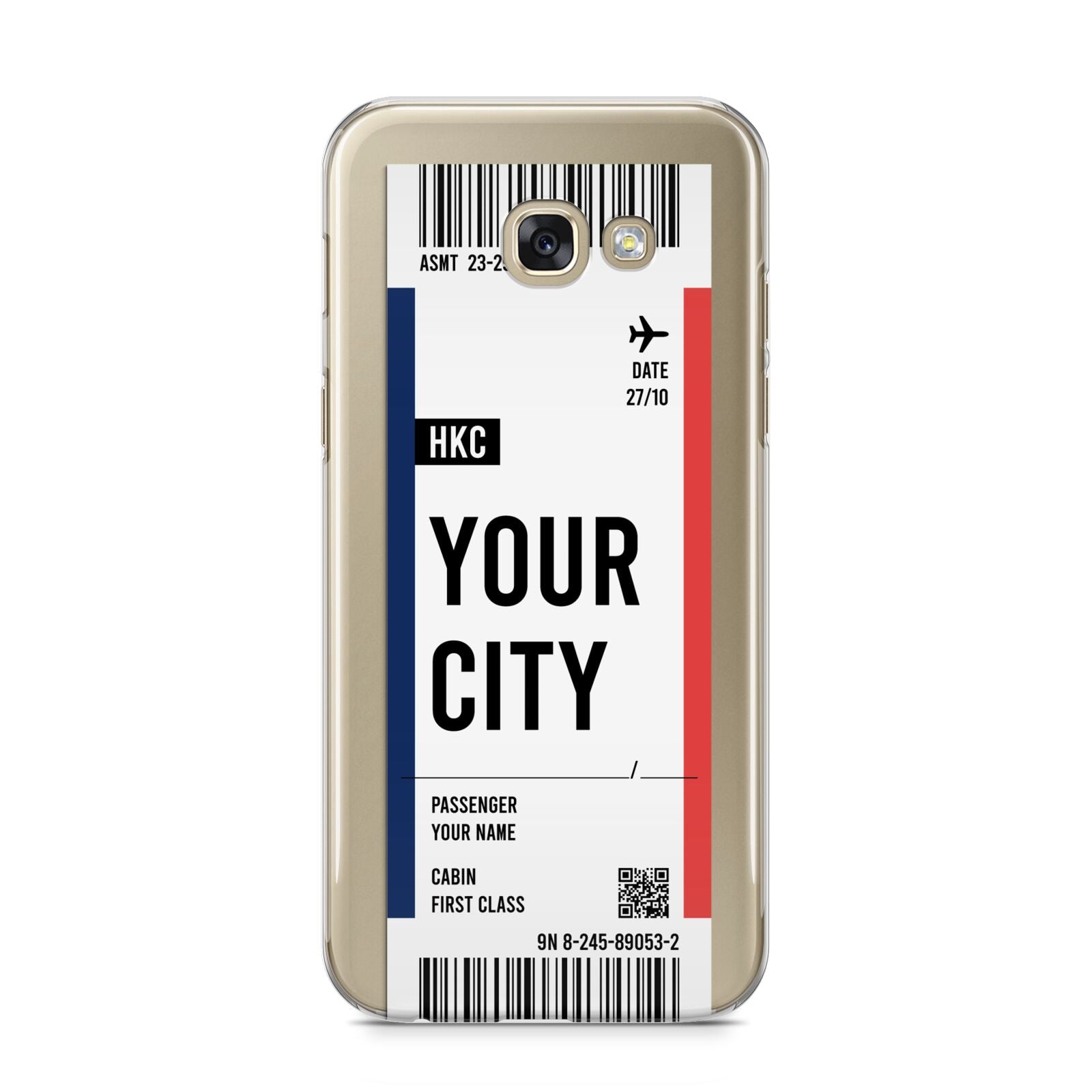 Boarding Pass Ticket Samsung Galaxy A5 2017 Case on gold phone