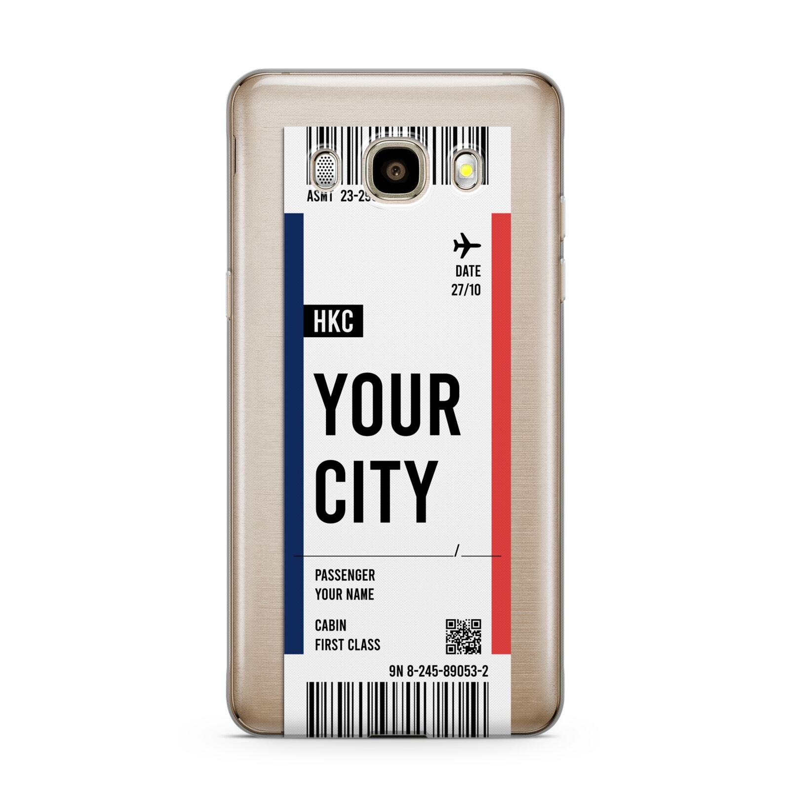 Boarding Pass Ticket Samsung Galaxy J7 2016 Case on gold phone