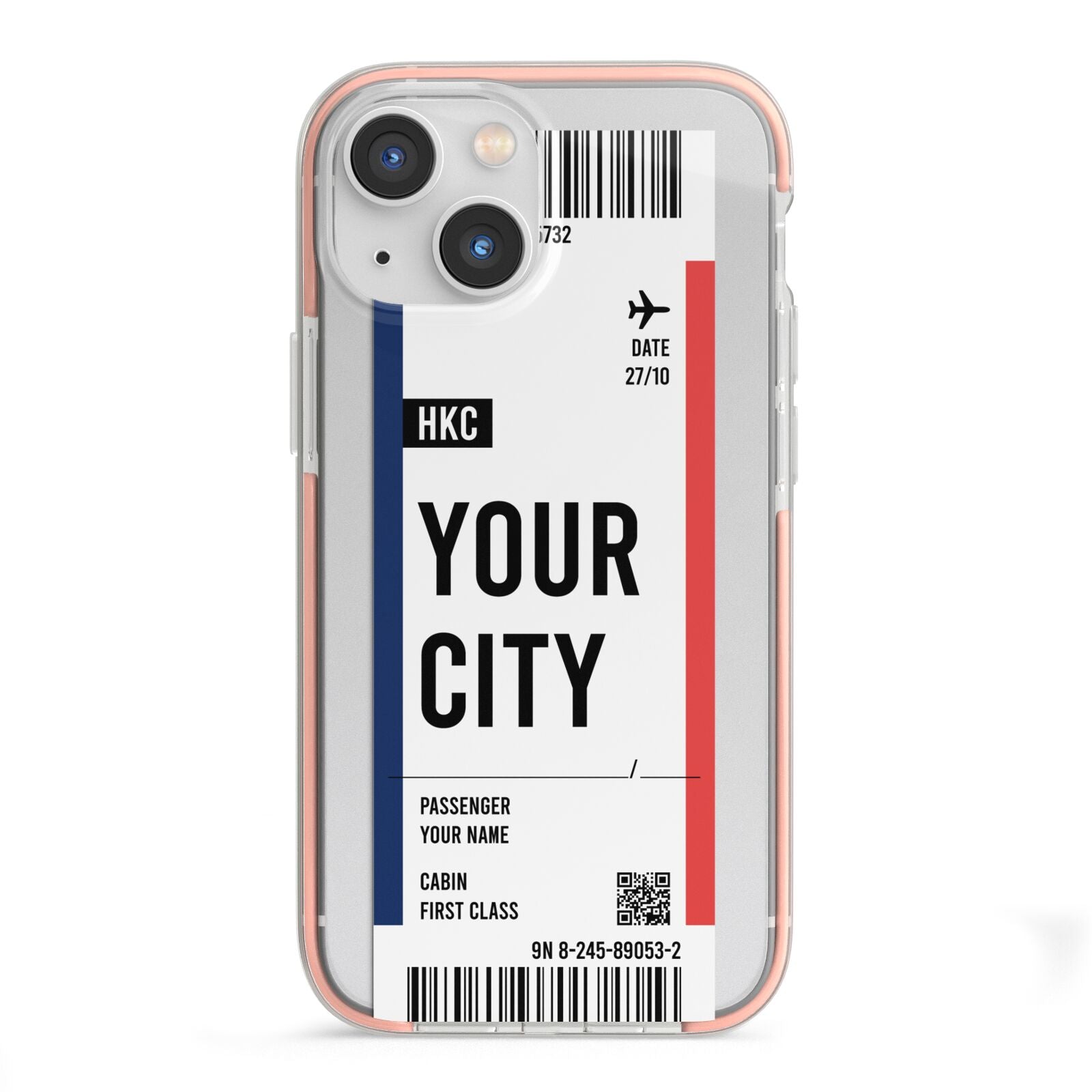 Boarding Pass Ticket iPhone 13 Mini TPU Impact Case with Pink Edges