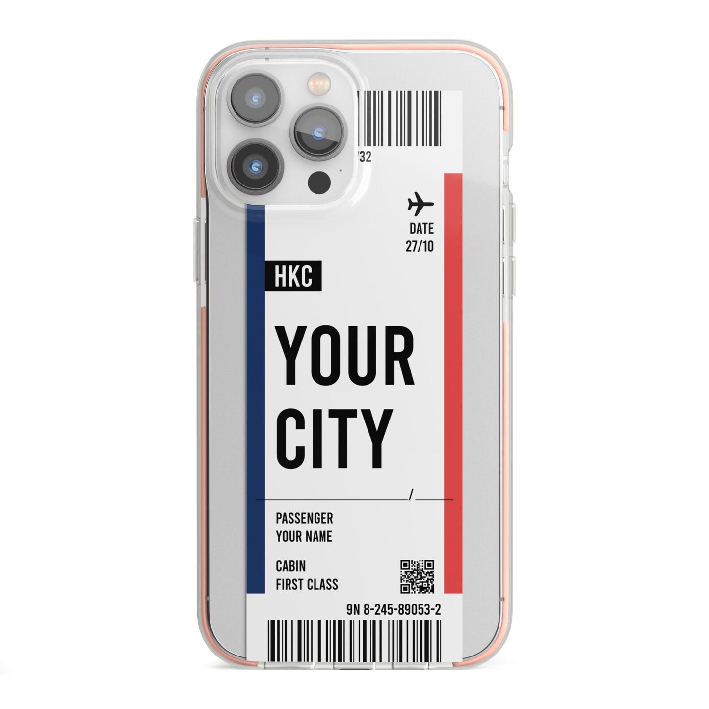 Boarding Pass Ticket iPhone 13 Pro Max TPU Impact Case with Pink Edges