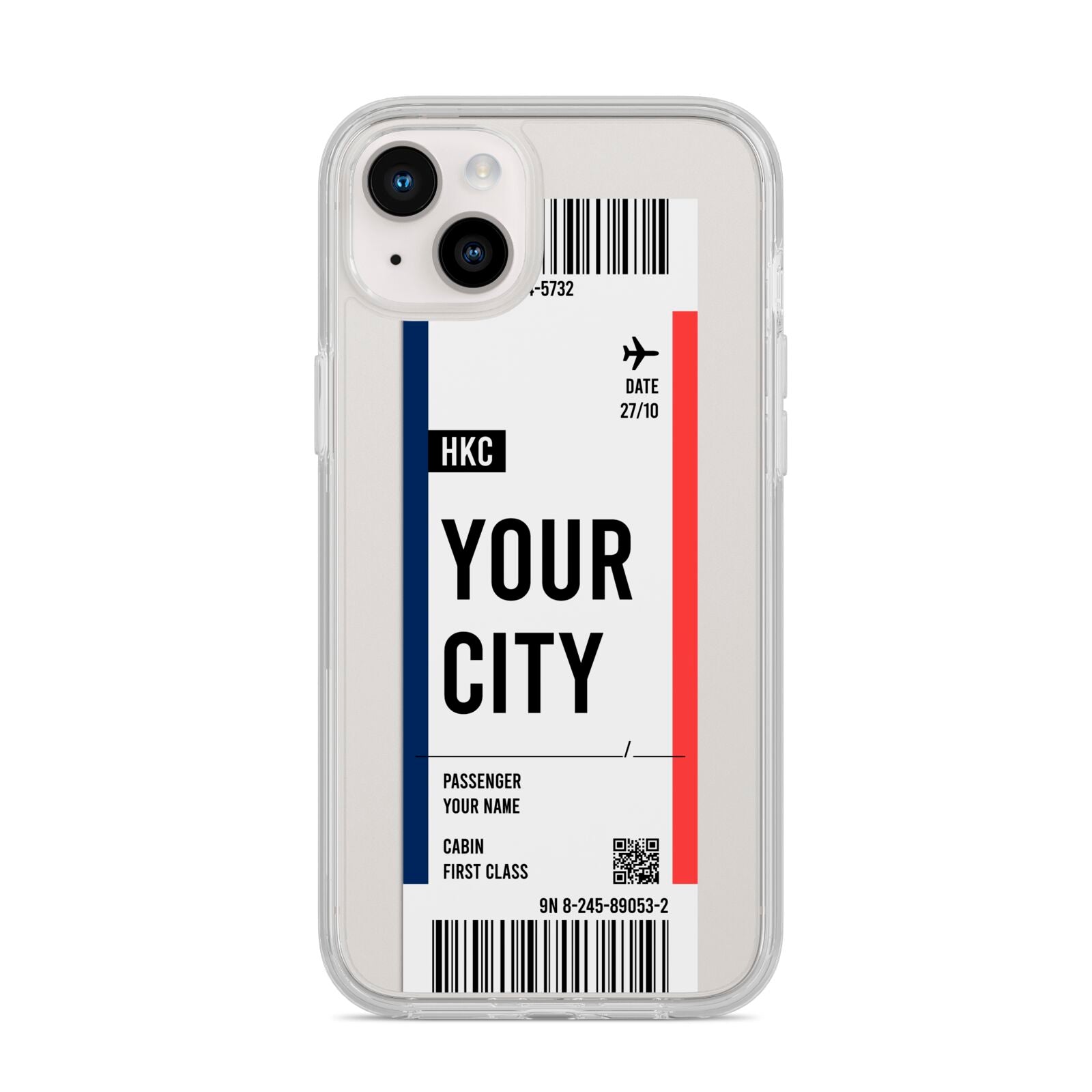 Boarding Pass Ticket iPhone 14 Plus Clear Tough Case Starlight