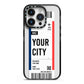 Boarding Pass Ticket iPhone 14 Pro Black Impact Case on Silver phone