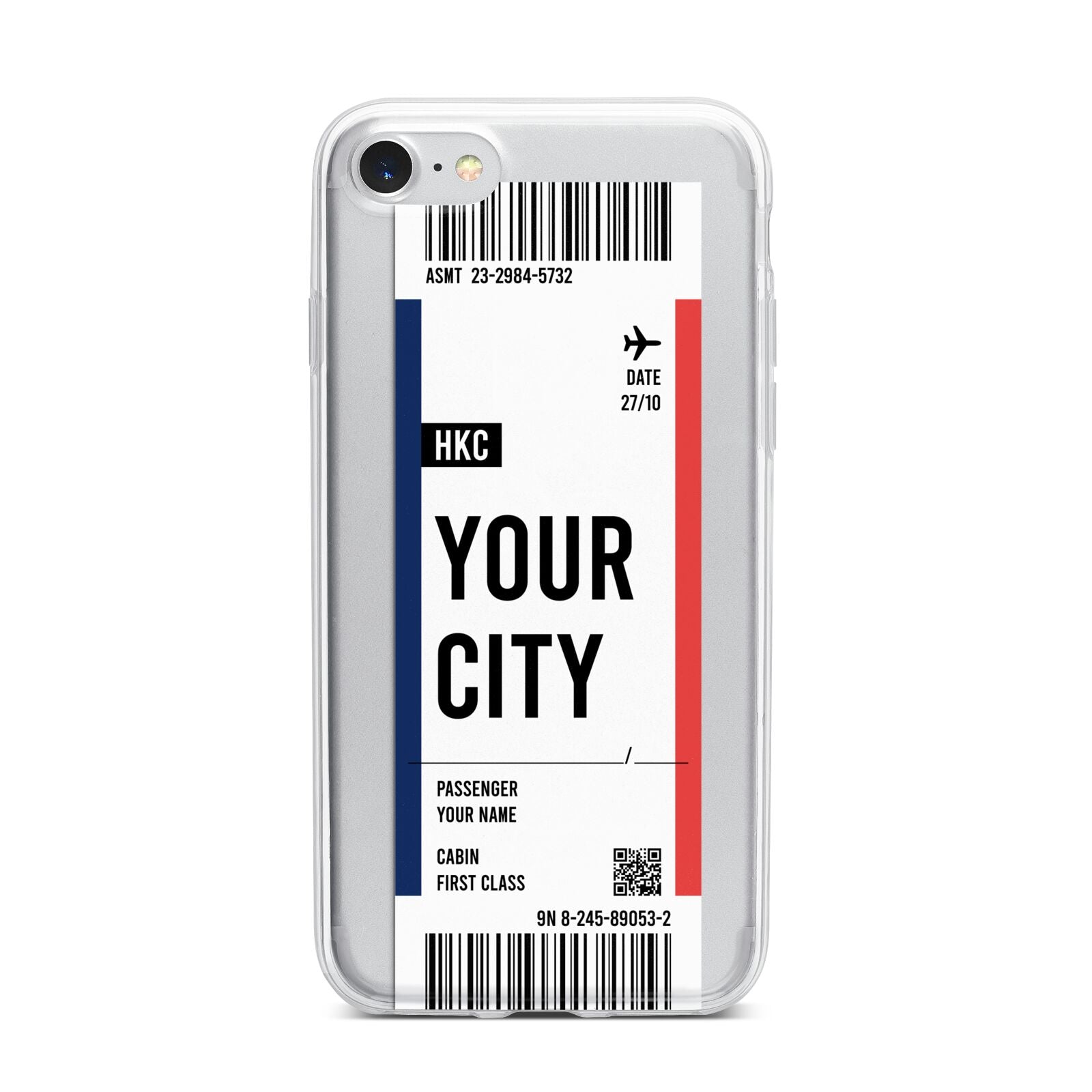 Boarding Pass Ticket iPhone 7 Bumper Case on Silver iPhone