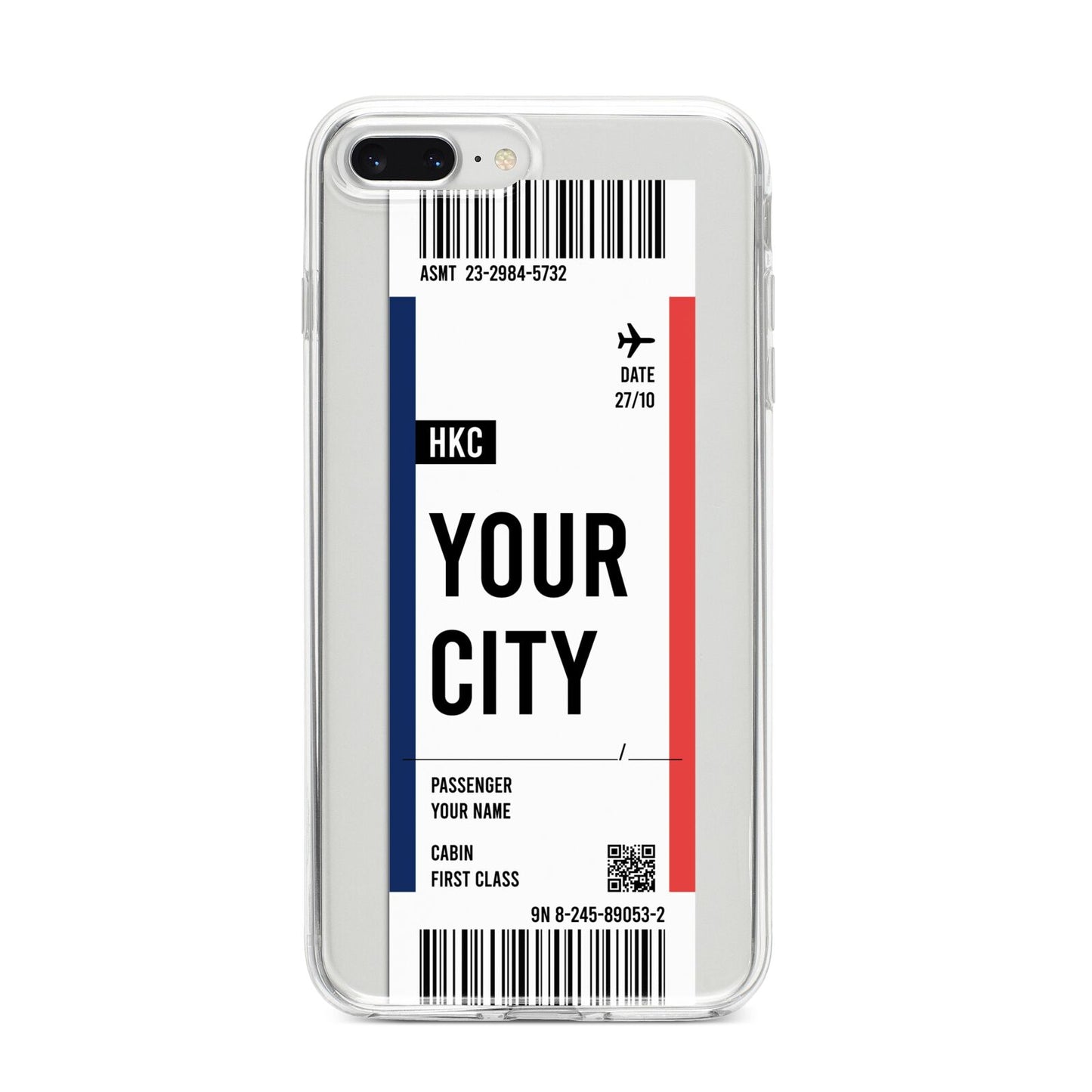 Boarding Pass Ticket iPhone 8 Plus Bumper Case on Silver iPhone