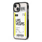 Boarding Pass iPhone 13 Black Impact Case Side Angle on Silver phone