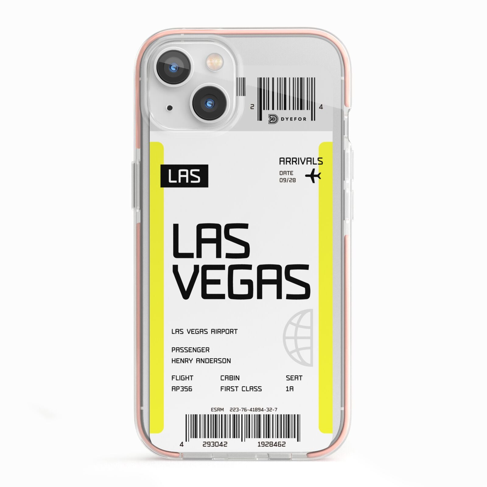 Boarding Pass iPhone 13 TPU Impact Case with Pink Edges