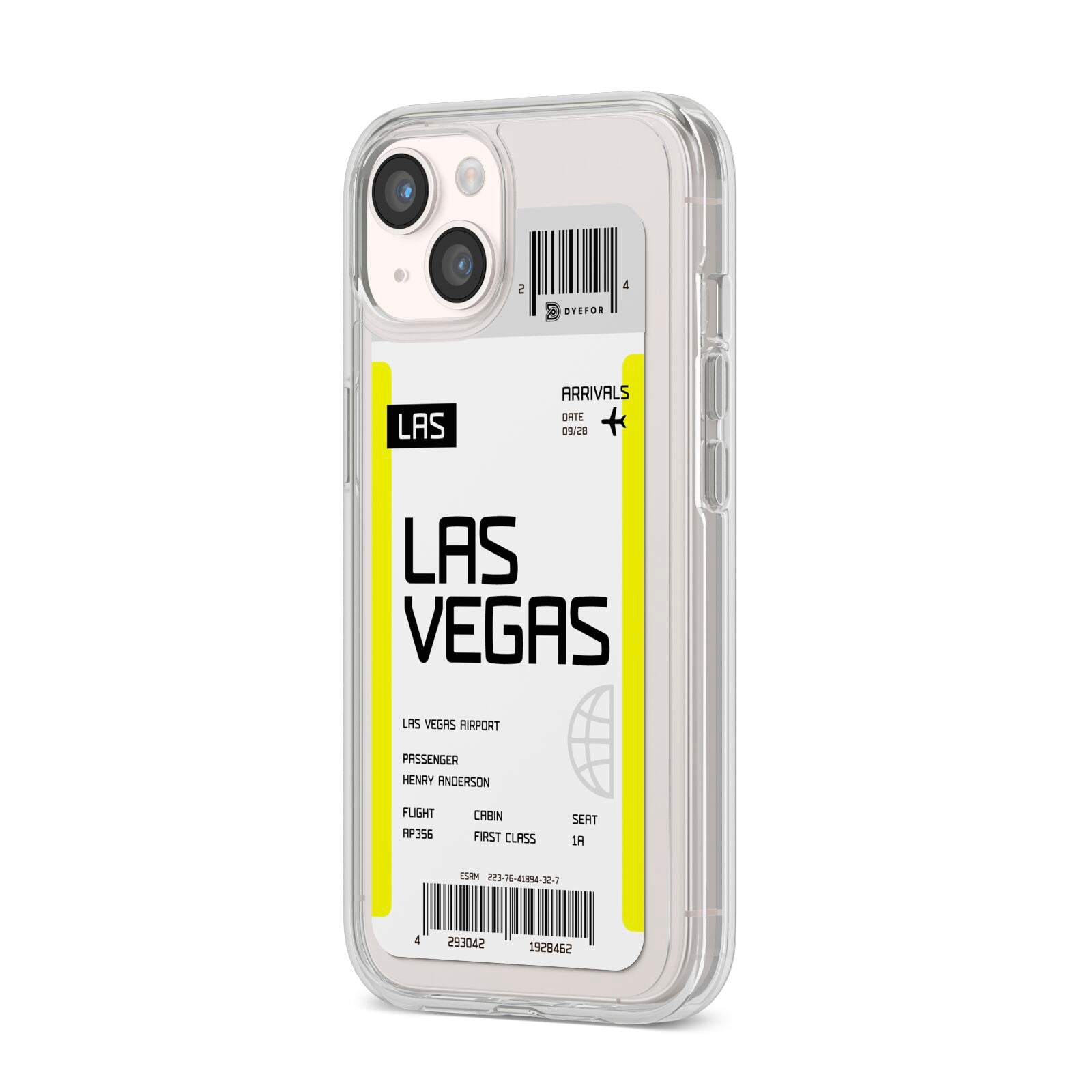 Boarding Pass iPhone 14 Clear Tough Case Starlight Angled Image