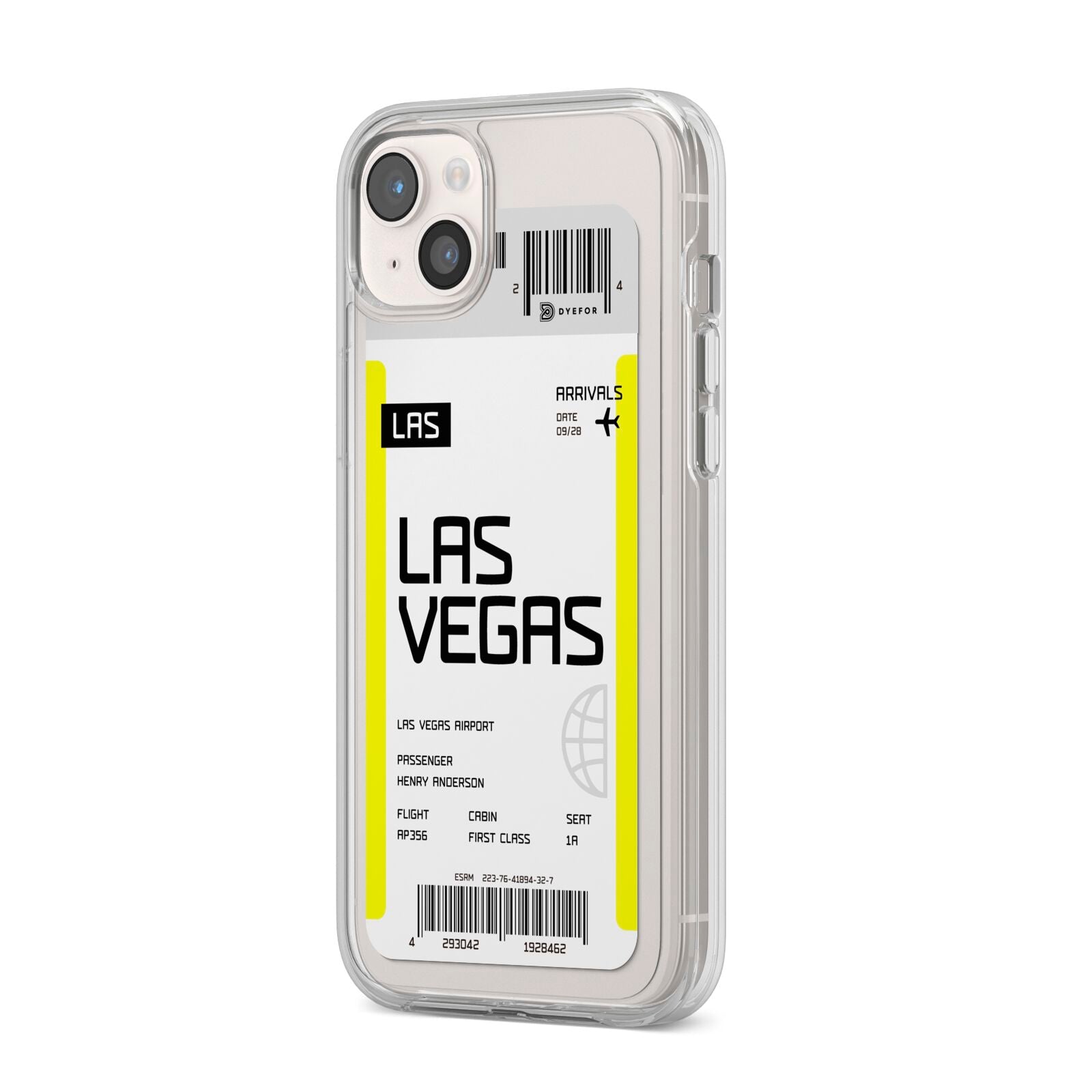 Boarding Pass iPhone 14 Plus Clear Tough Case Starlight Angled Image