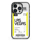 Boarding Pass iPhone 14 Pro Black Impact Case on Silver phone