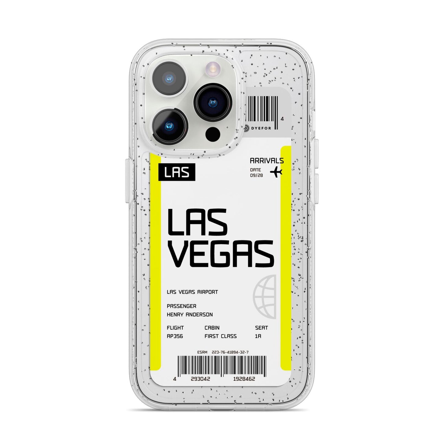 Boarding Pass iPhone 14 Pro Glitter Tough Case Silver