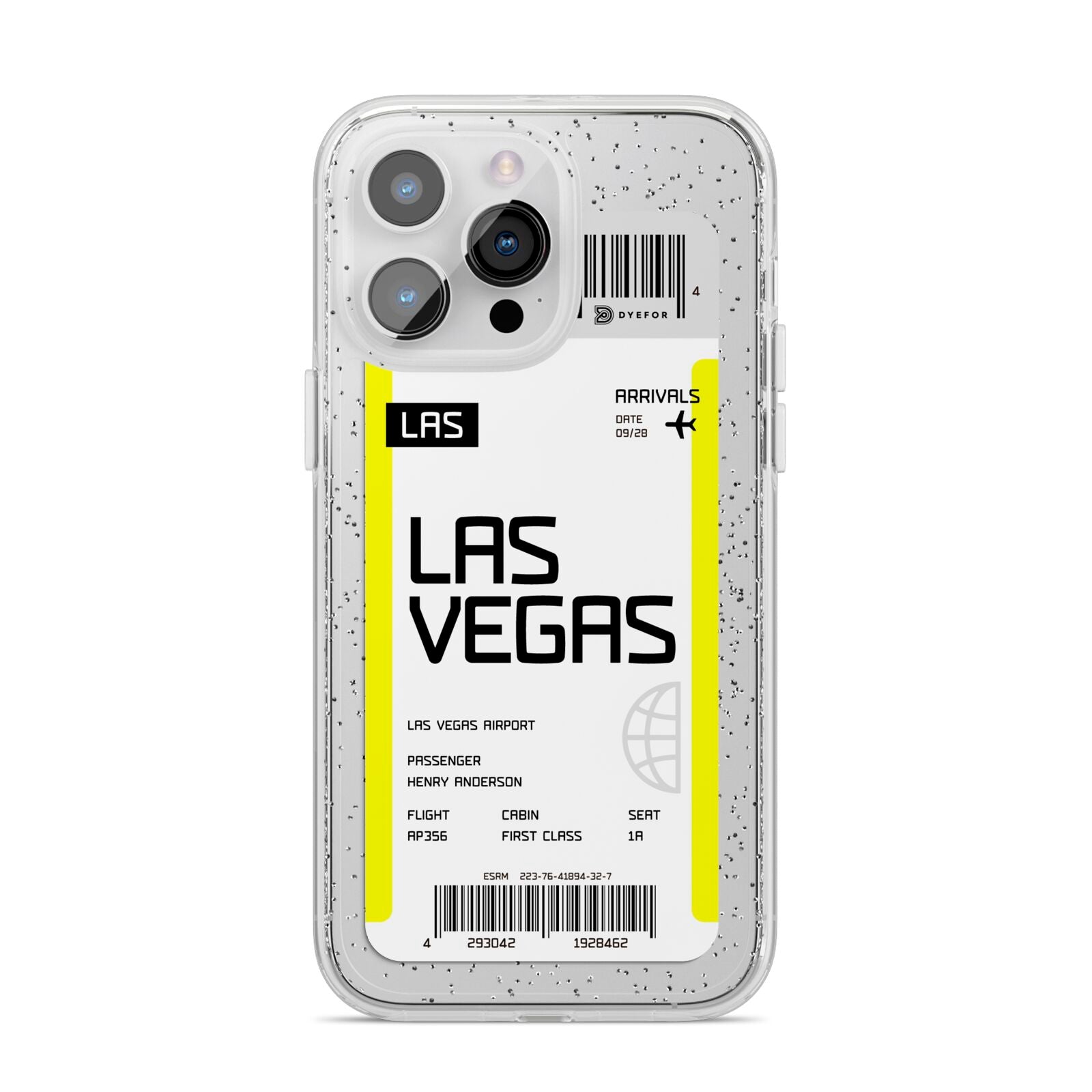 Boarding Pass iPhone 14 Pro Max Glitter Tough Case Silver