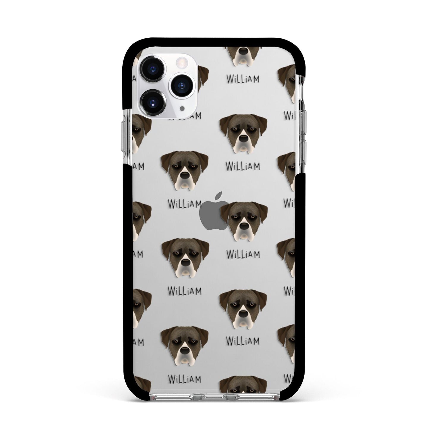 Boerboel Icon with Name Apple iPhone 11 Pro Max in Silver with Black Impact Case