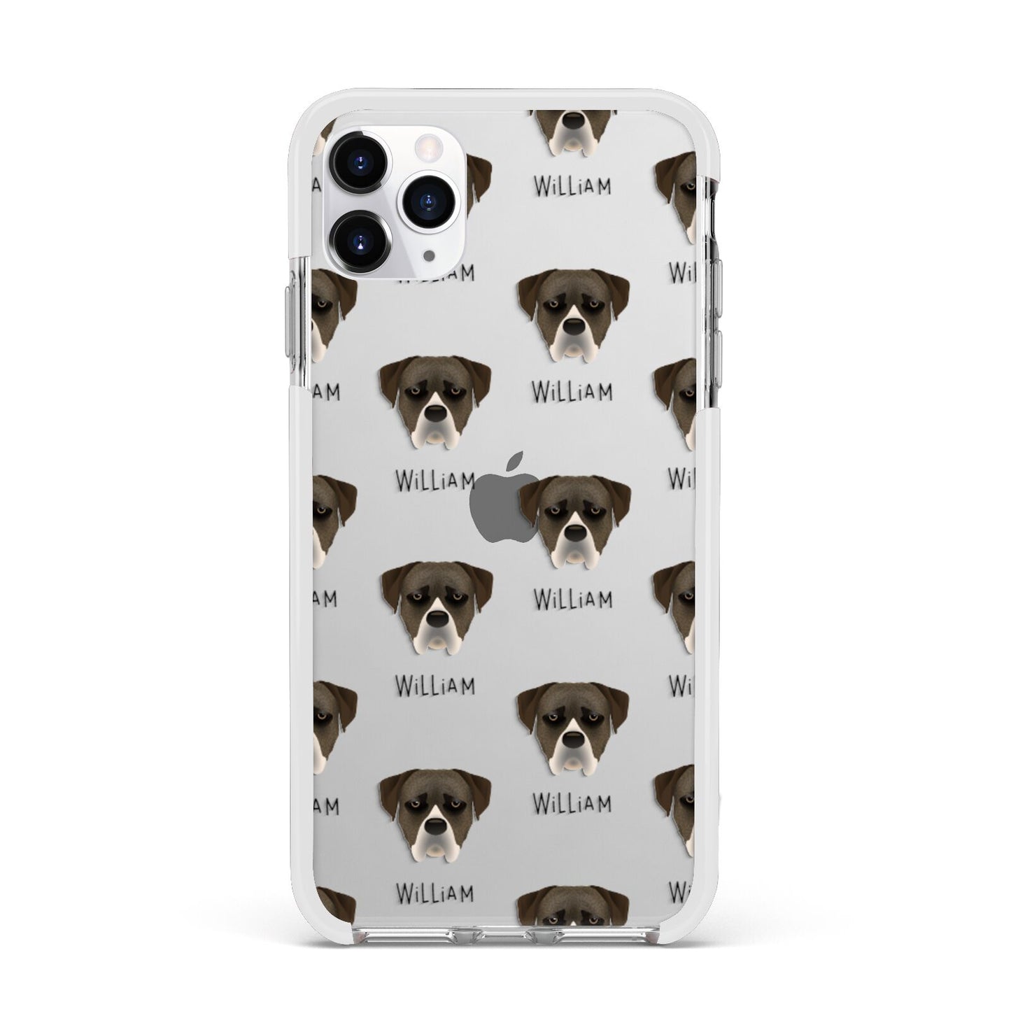 Boerboel Icon with Name Apple iPhone 11 Pro Max in Silver with White Impact Case