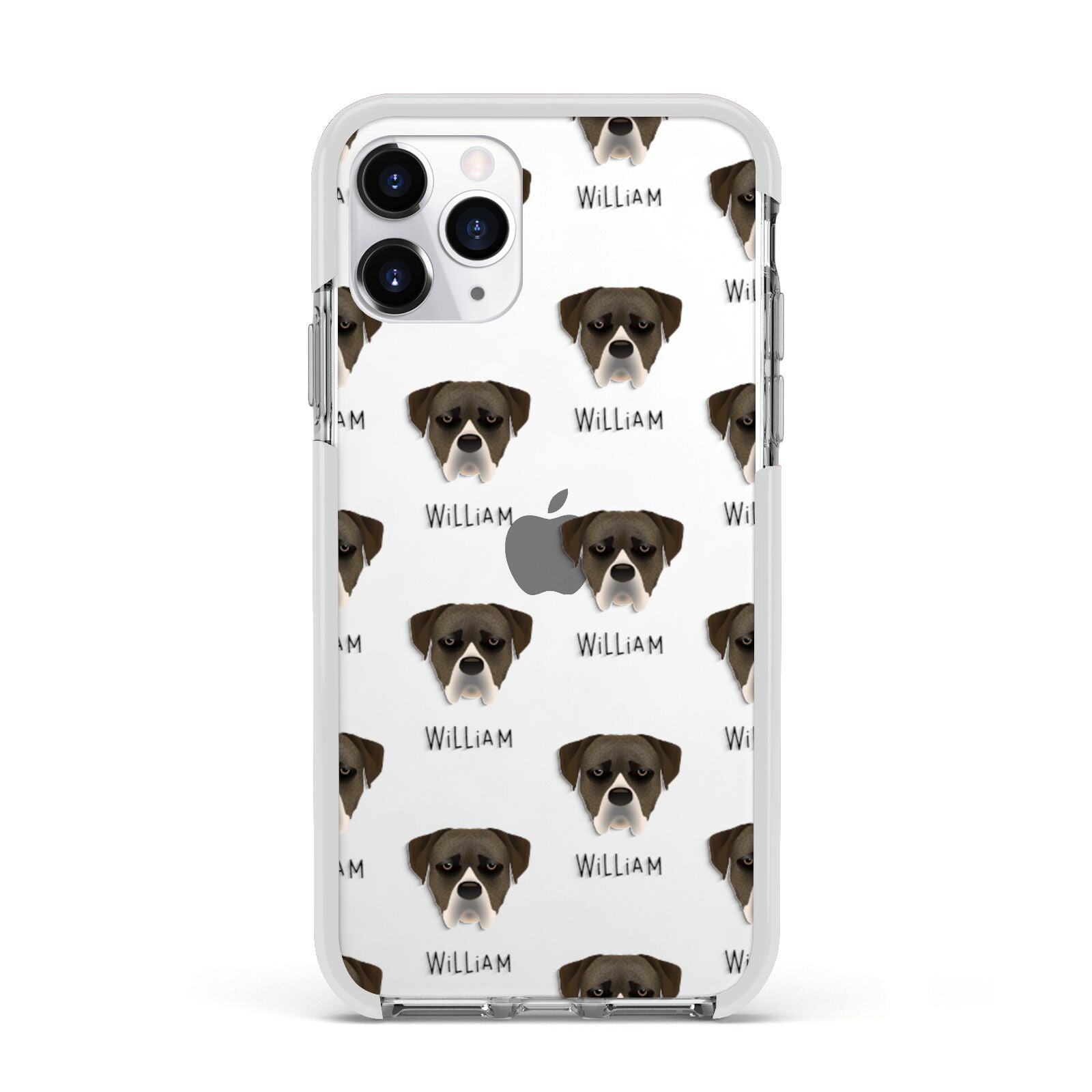 Boerboel Icon with Name Apple iPhone 11 Pro in Silver with White Impact Case