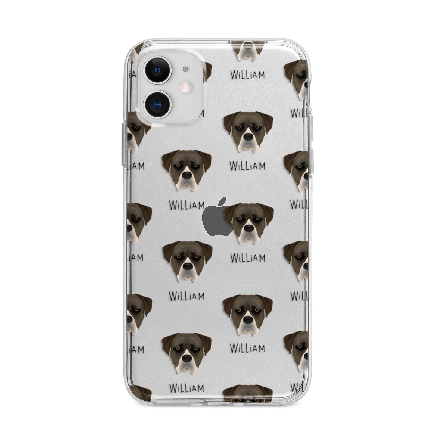 Boerboel Icon with Name Apple iPhone 11 in White with Bumper Case