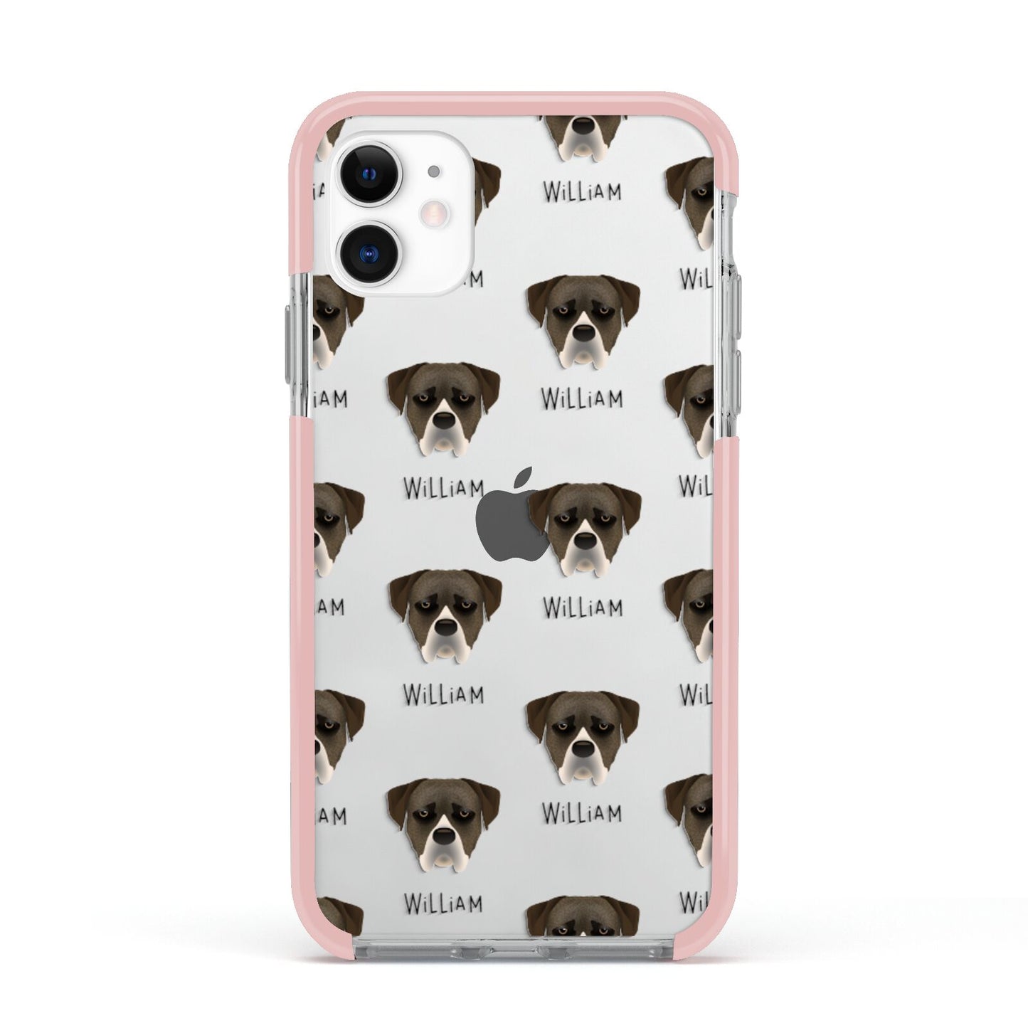 Boerboel Icon with Name Apple iPhone 11 in White with Pink Impact Case