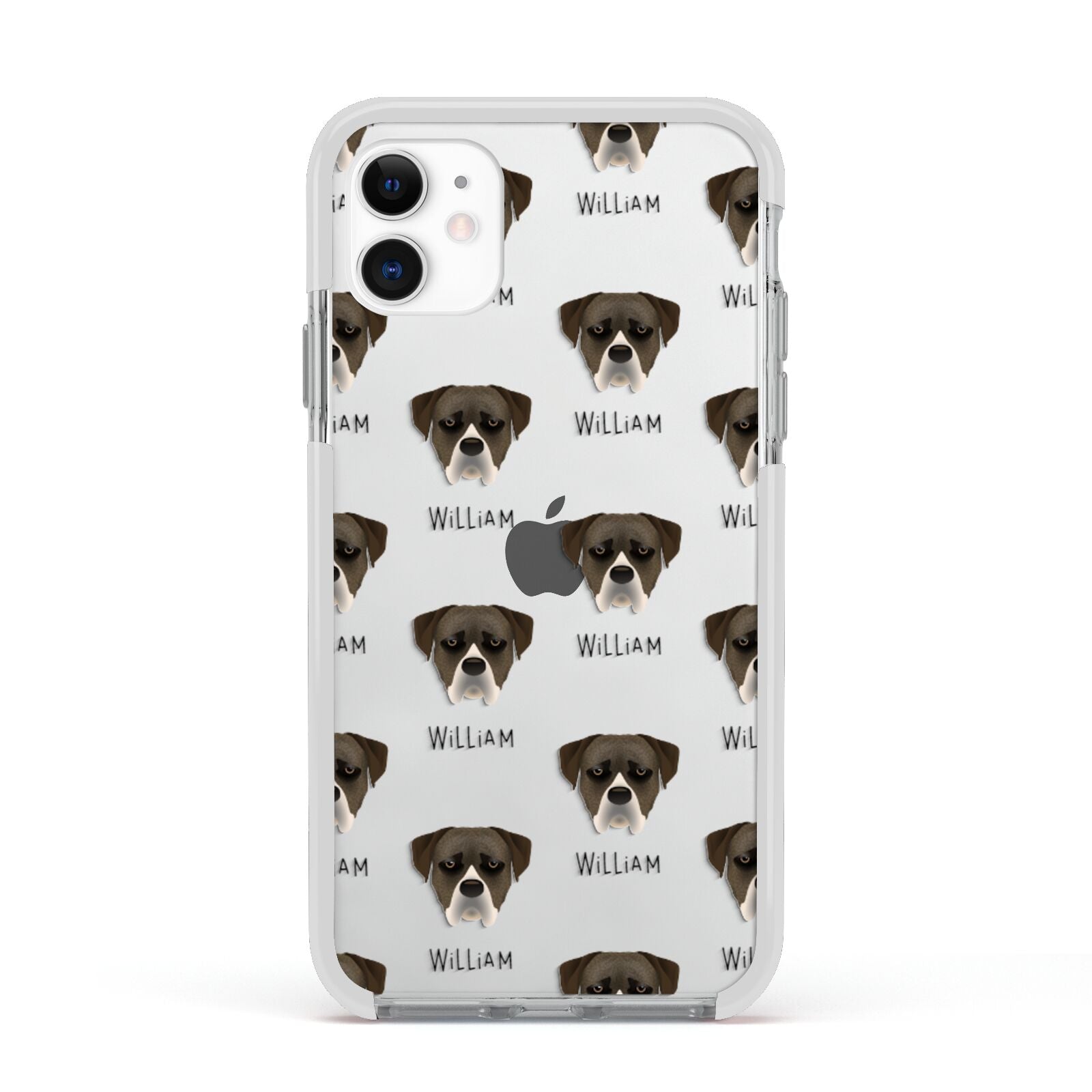 Boerboel Icon with Name Apple iPhone 11 in White with White Impact Case