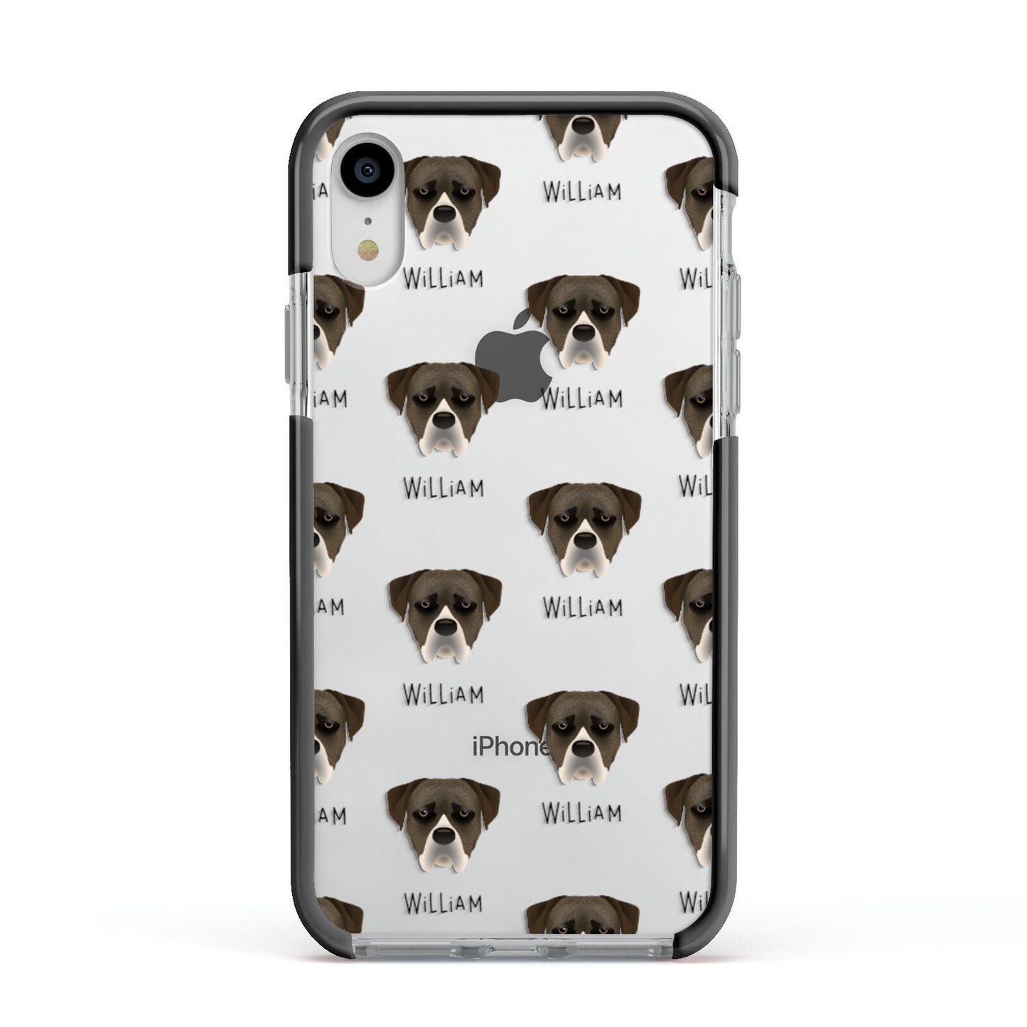 Boerboel Icon with Name Apple iPhone XR Impact Case Black Edge on Silver Phone