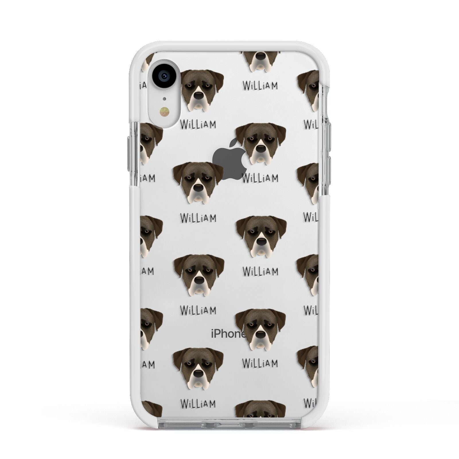 Boerboel Icon with Name Apple iPhone XR Impact Case White Edge on Silver Phone