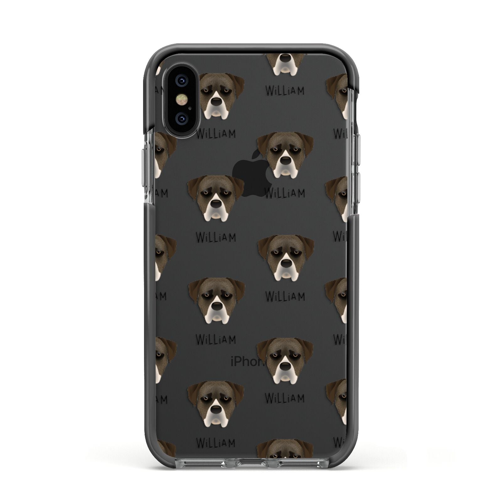 Boerboel Icon with Name Apple iPhone Xs Impact Case Black Edge on Black Phone