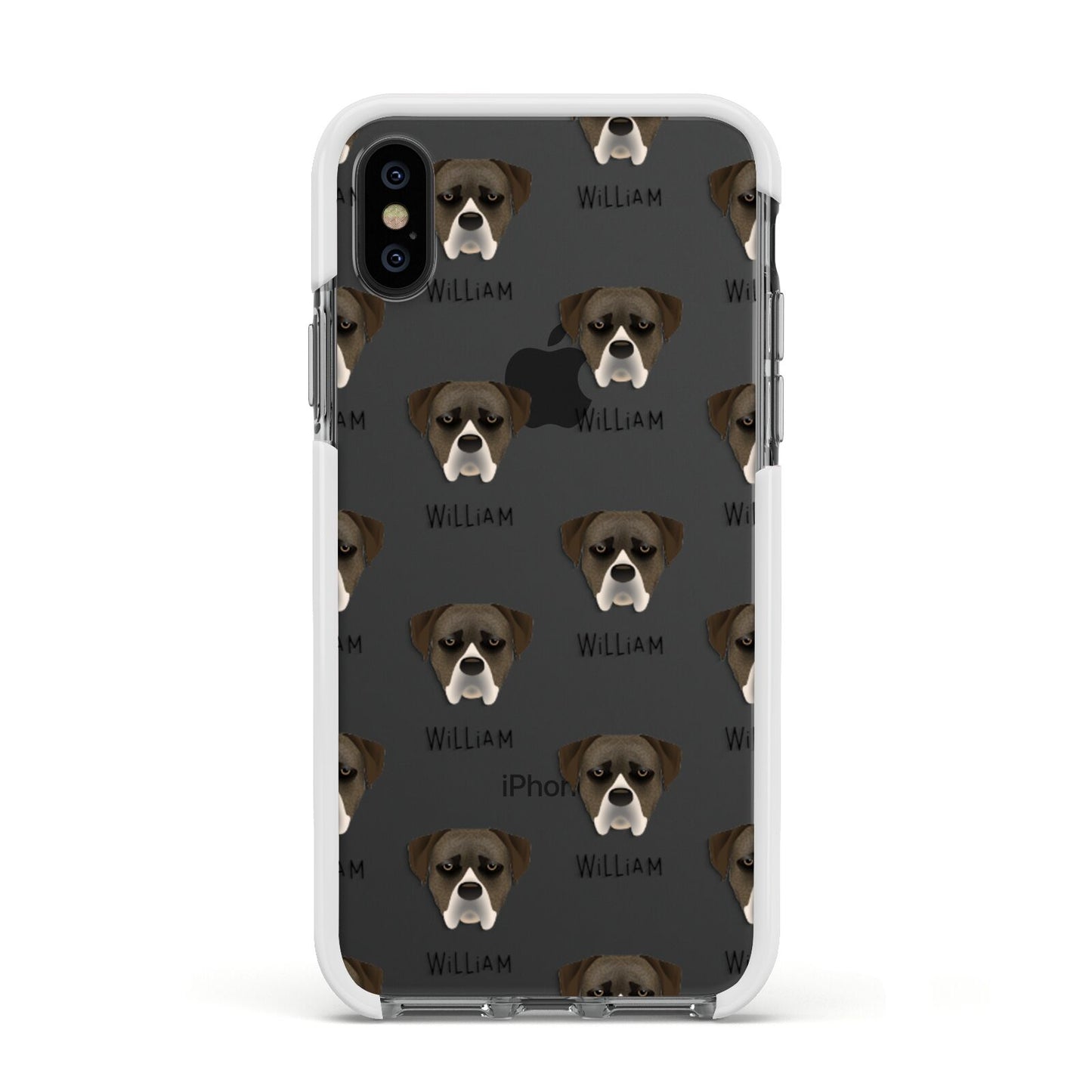 Boerboel Icon with Name Apple iPhone Xs Impact Case White Edge on Black Phone