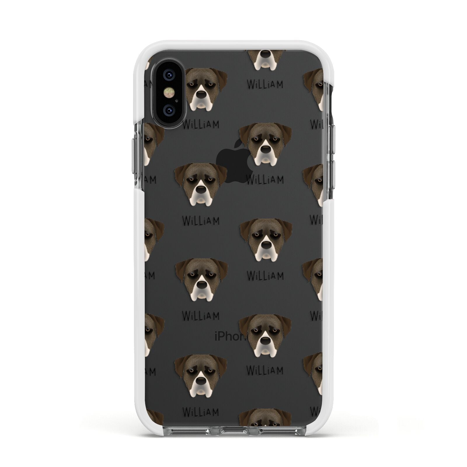 Boerboel Icon with Name Apple iPhone Xs Impact Case White Edge on Black Phone