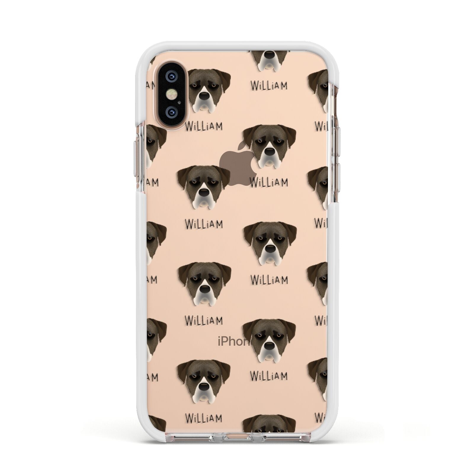 Boerboel Icon with Name Apple iPhone Xs Impact Case White Edge on Gold Phone
